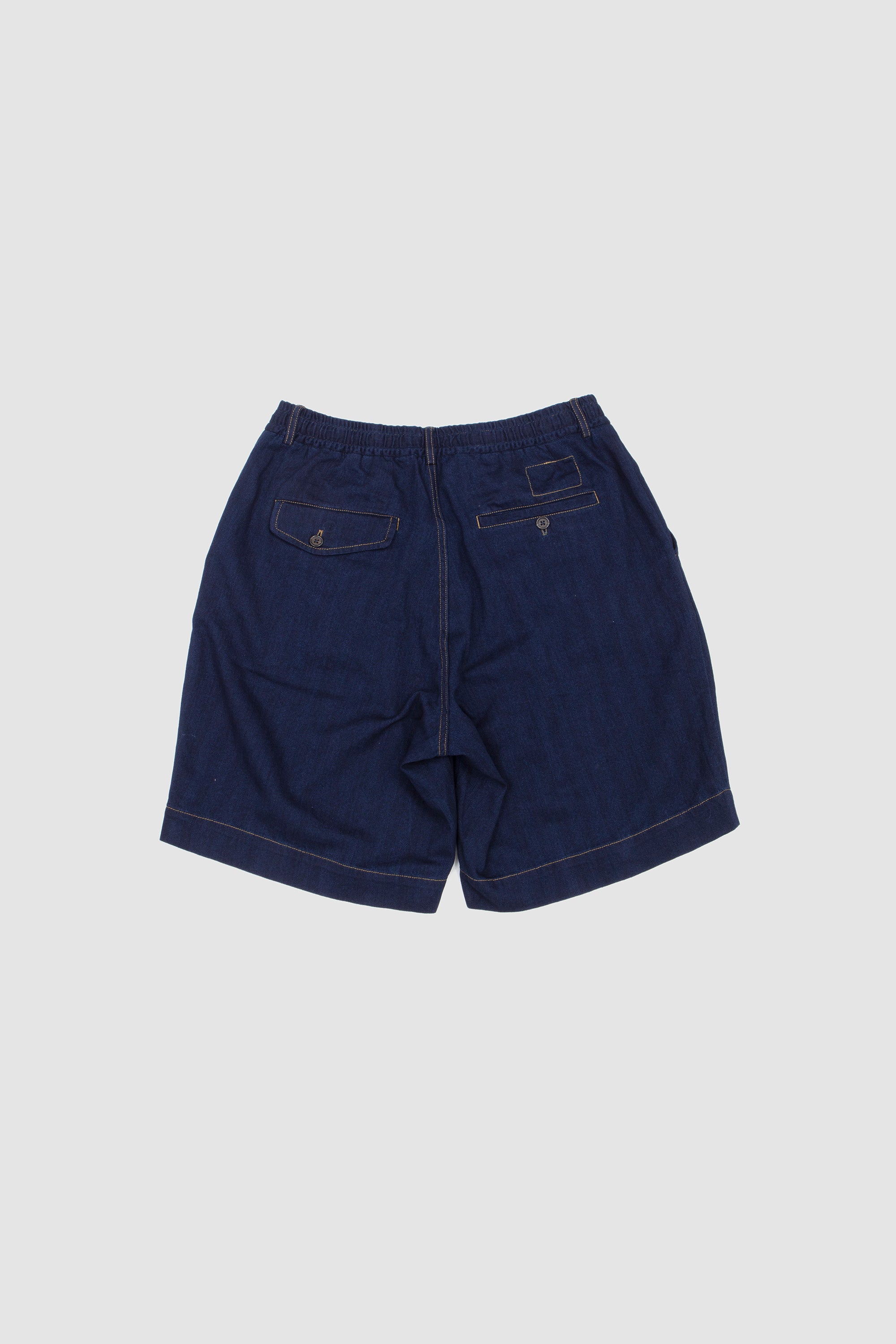 Pleated Track Short Herringbone Rec. Cotton Indigo_4