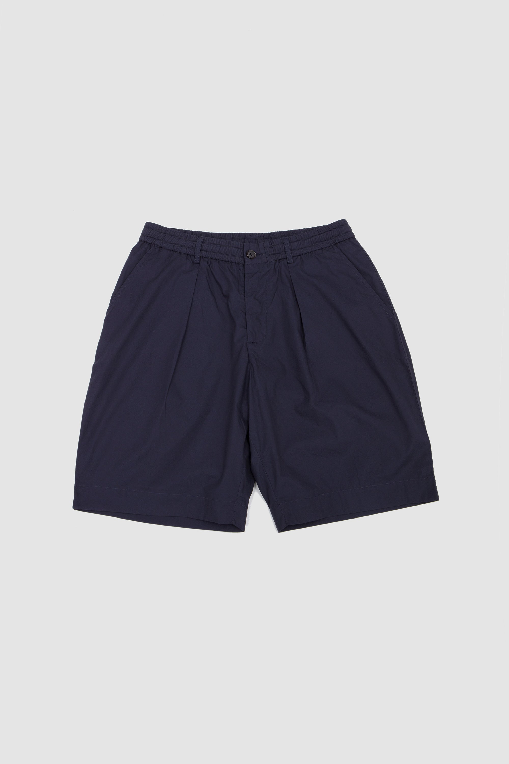Pleated Track Short Peached Poplin Navy_1