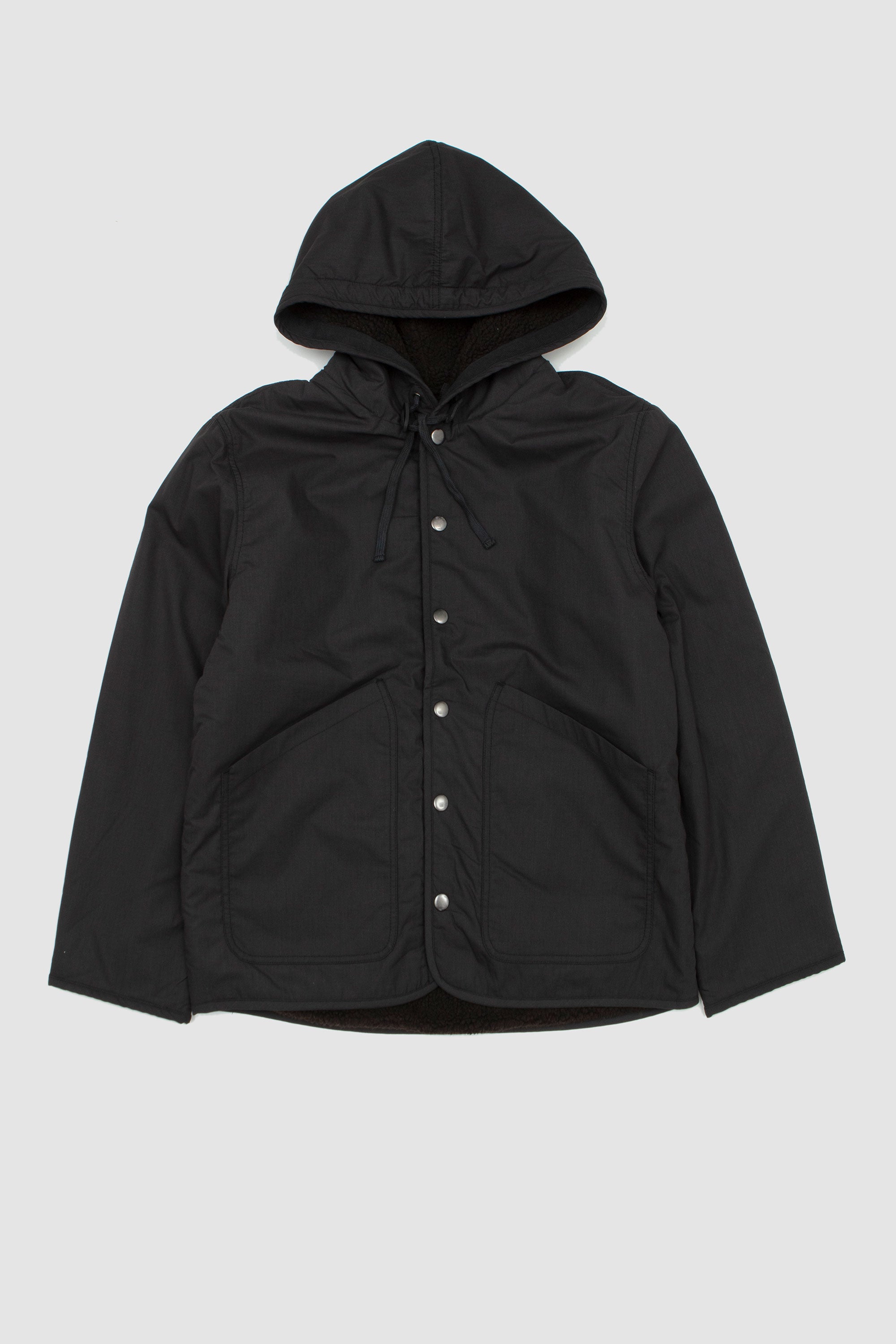 Reversible Simple Hooded Jacket Black/ Brown_1