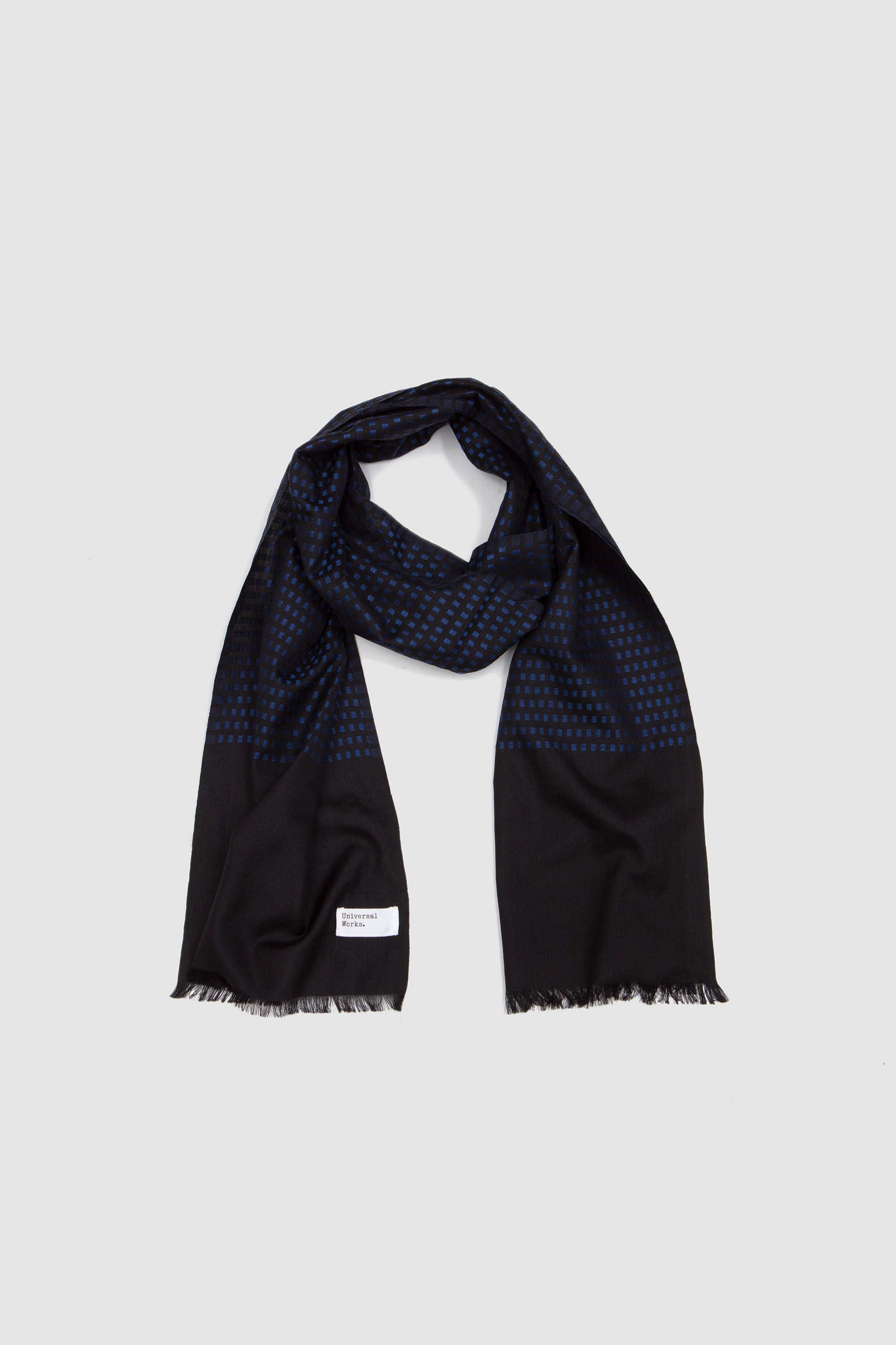 Silk Jacquard Scarf Black/ Blue