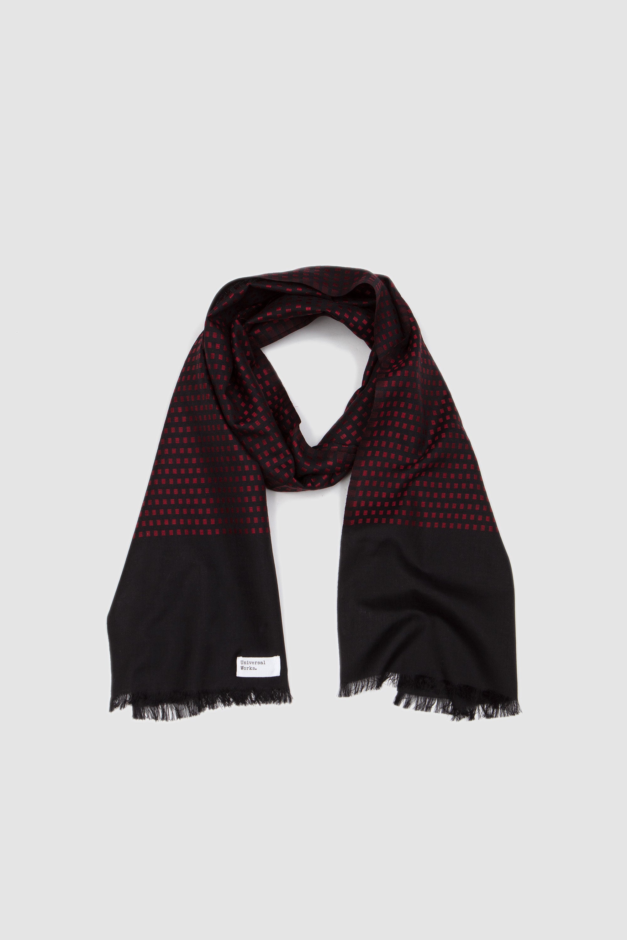Silk Jacquard Scarf Black/ Red