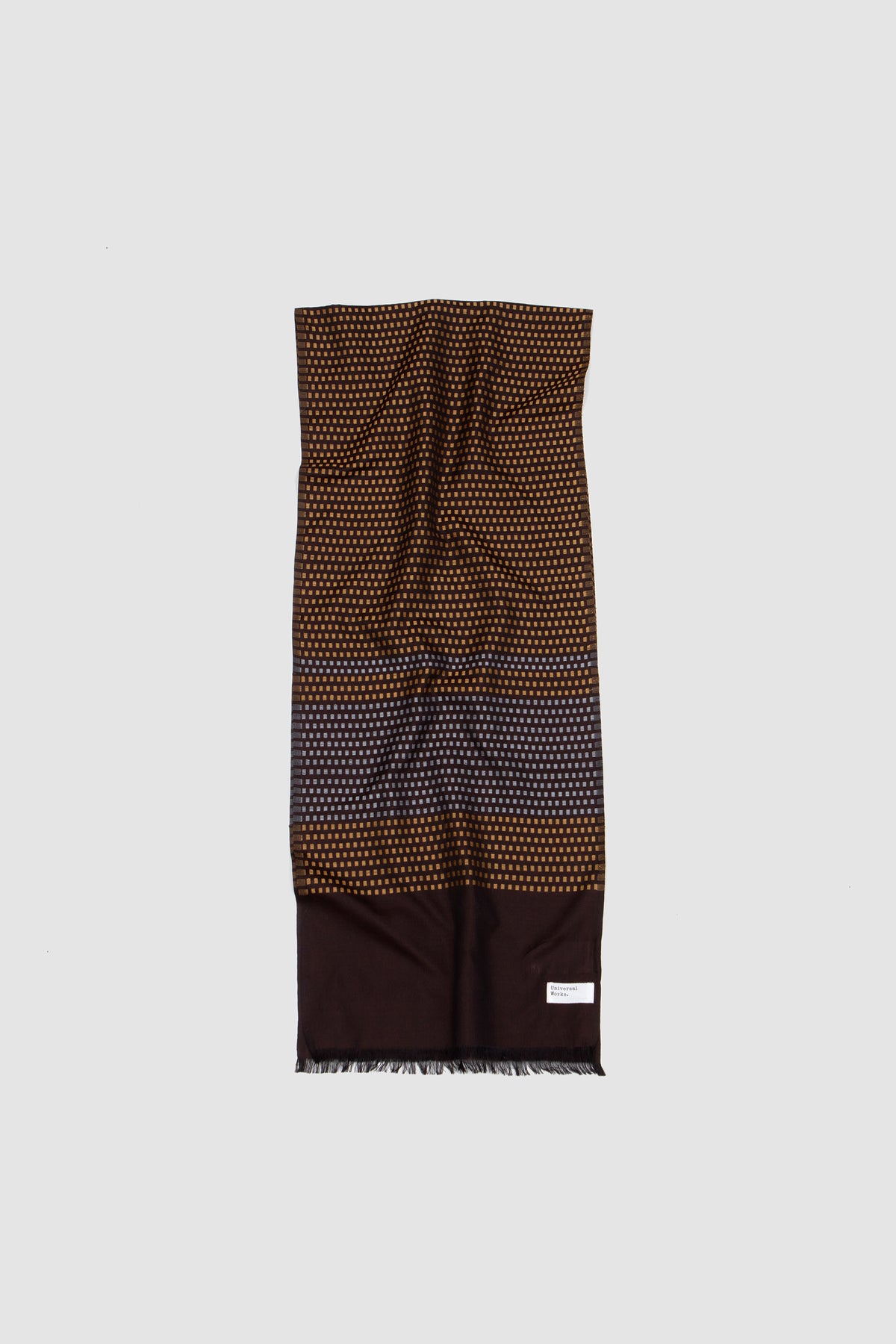 Silk Jacquard Scarf Brown/ Sky/ Gold