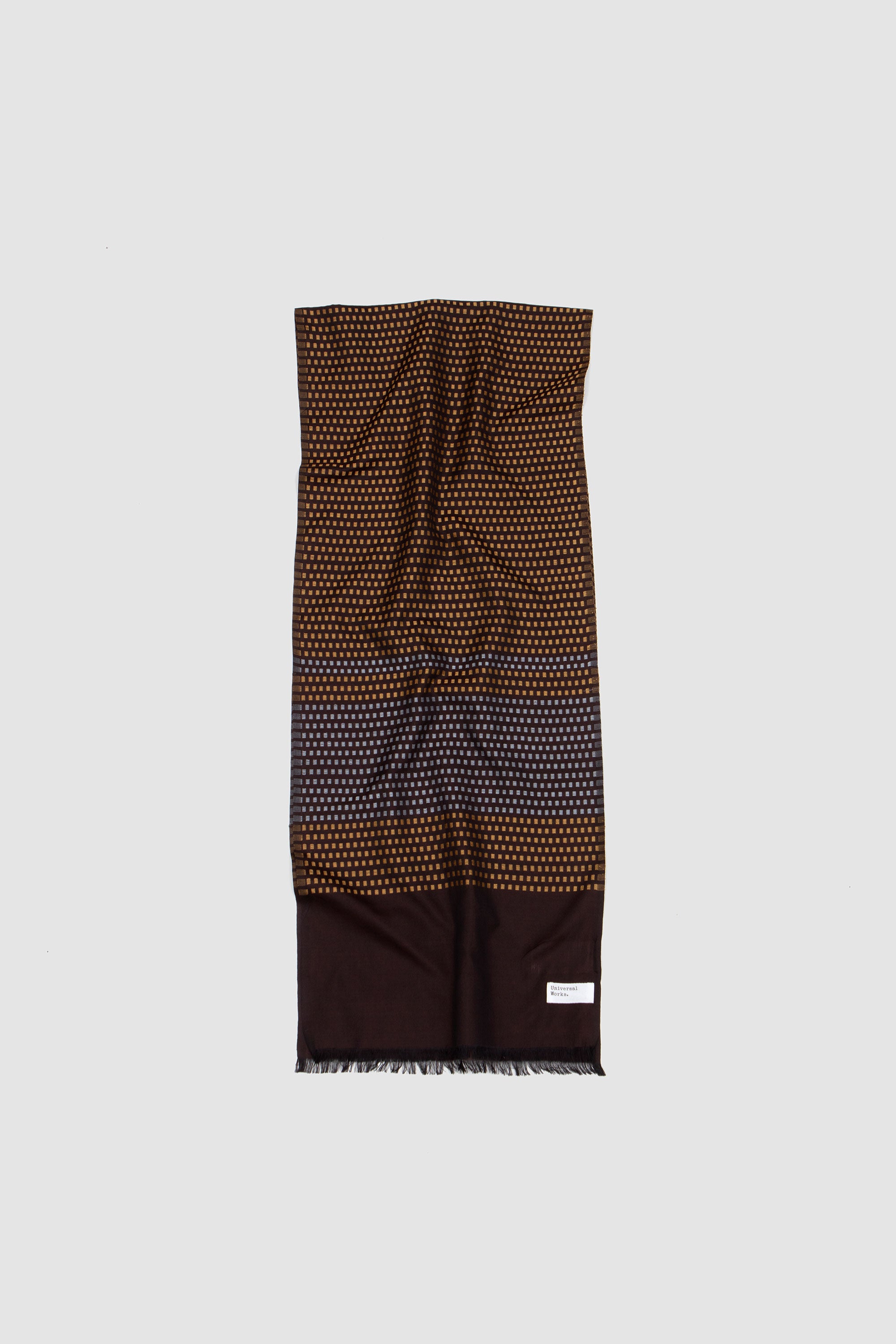 Silk Jacquard Scarf Brown/ Sky/ Gold_1