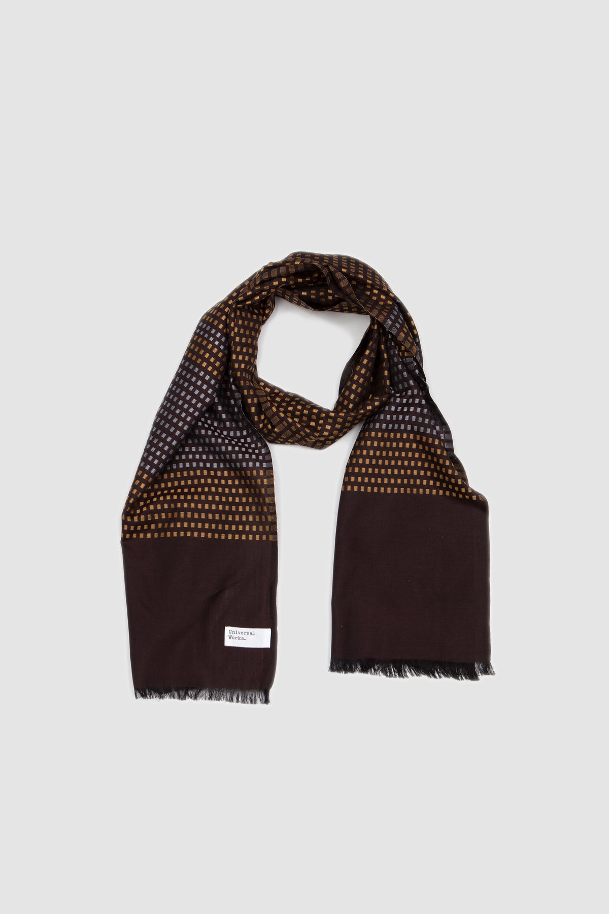 Silk Jacquard Scarf Brown/ Sky/ Gold