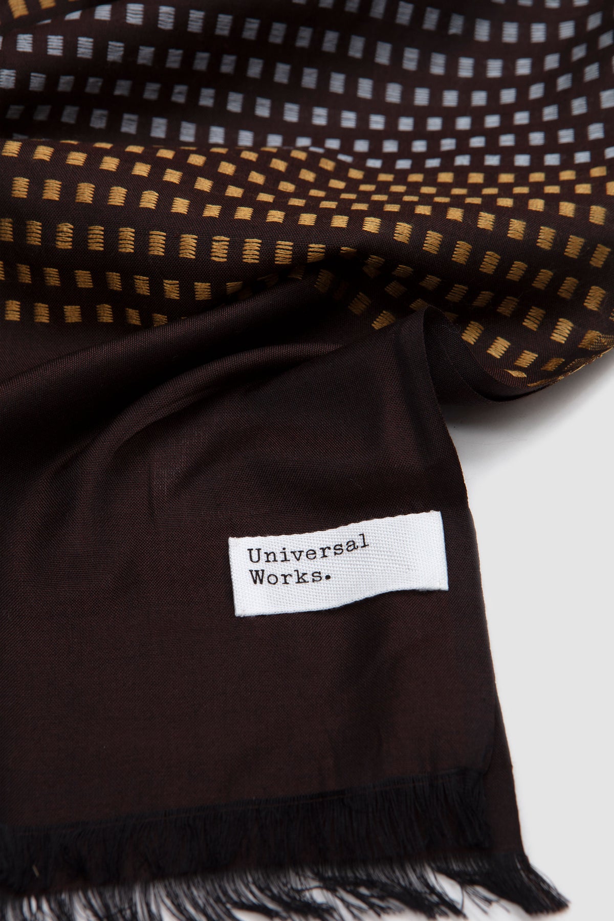 Silk Jacquard Scarf Brown/ Sky/ Gold
