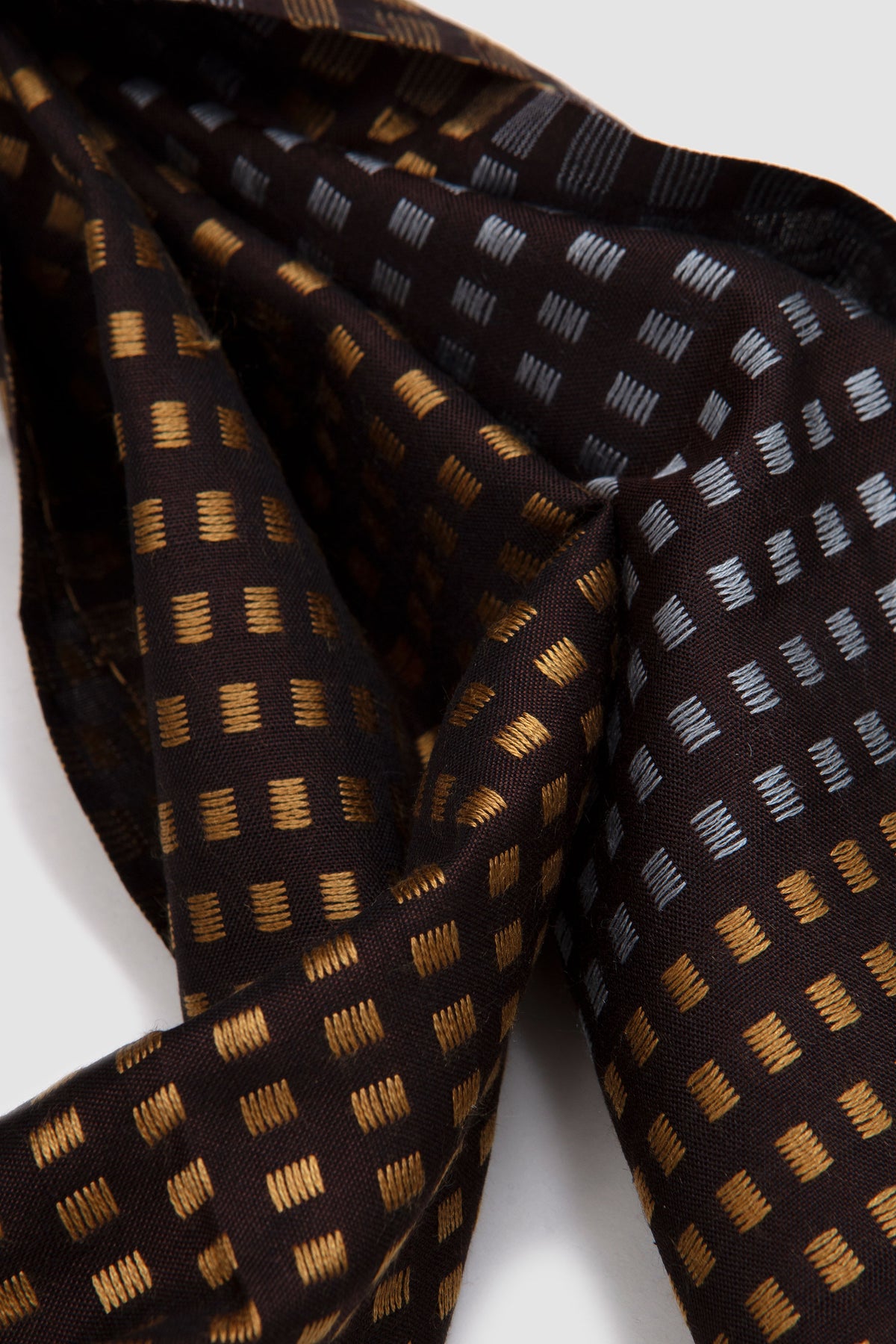 Silk Jacquard Scarf Brown/ Sky/ Gold_4