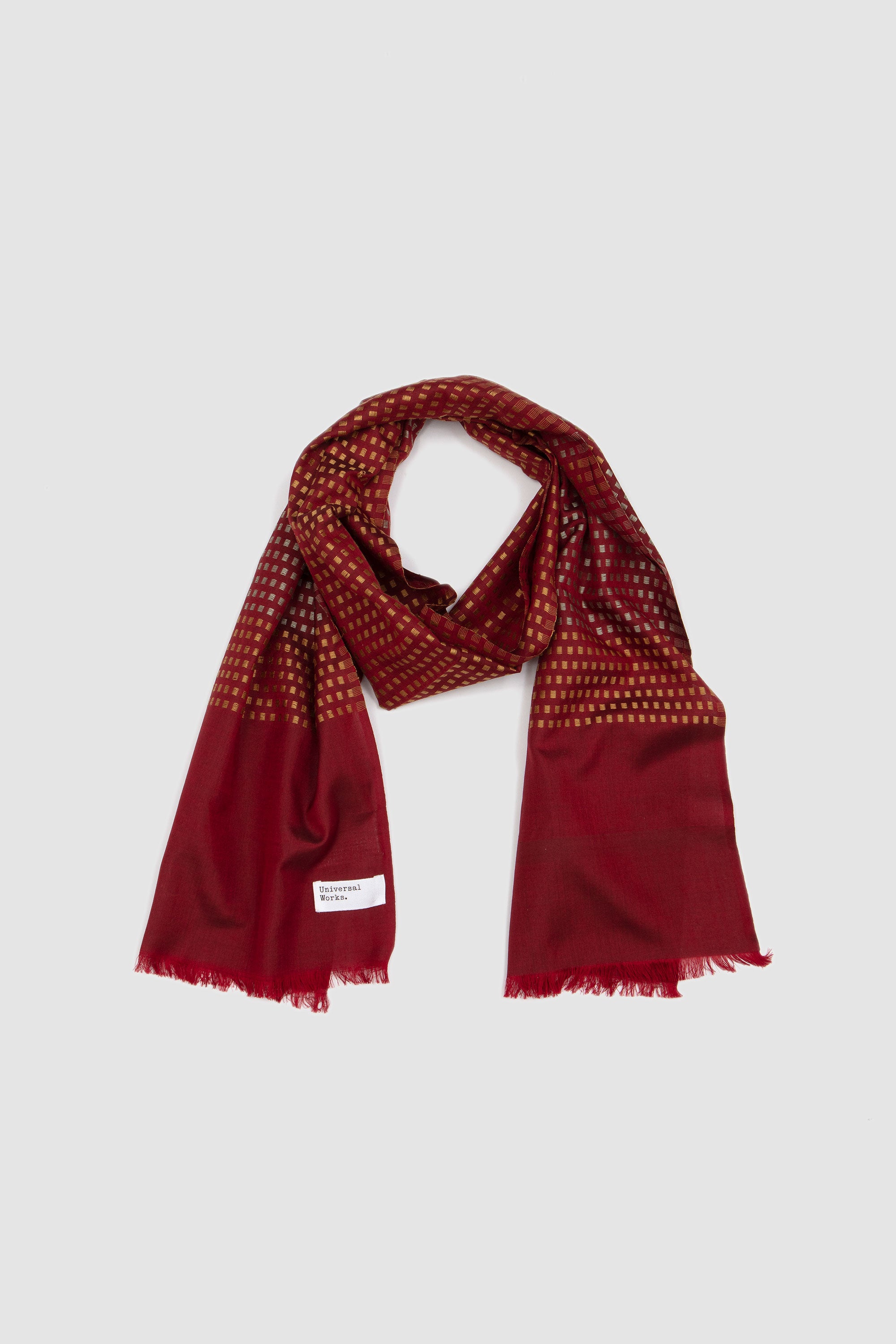 Silk Jacquard Scarf Red/ Silver/ Gold