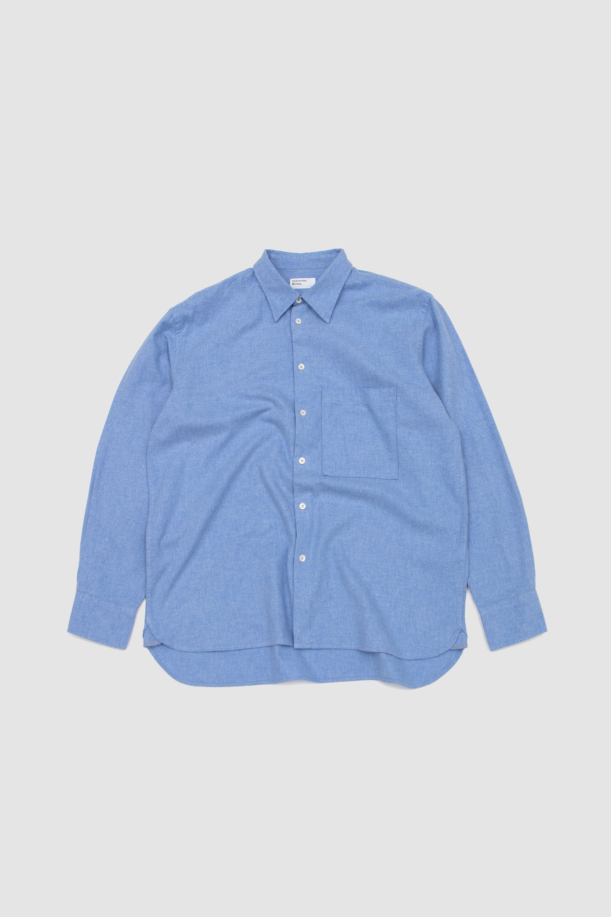 Square Pocket Shirt Brushed Flannel Blue
