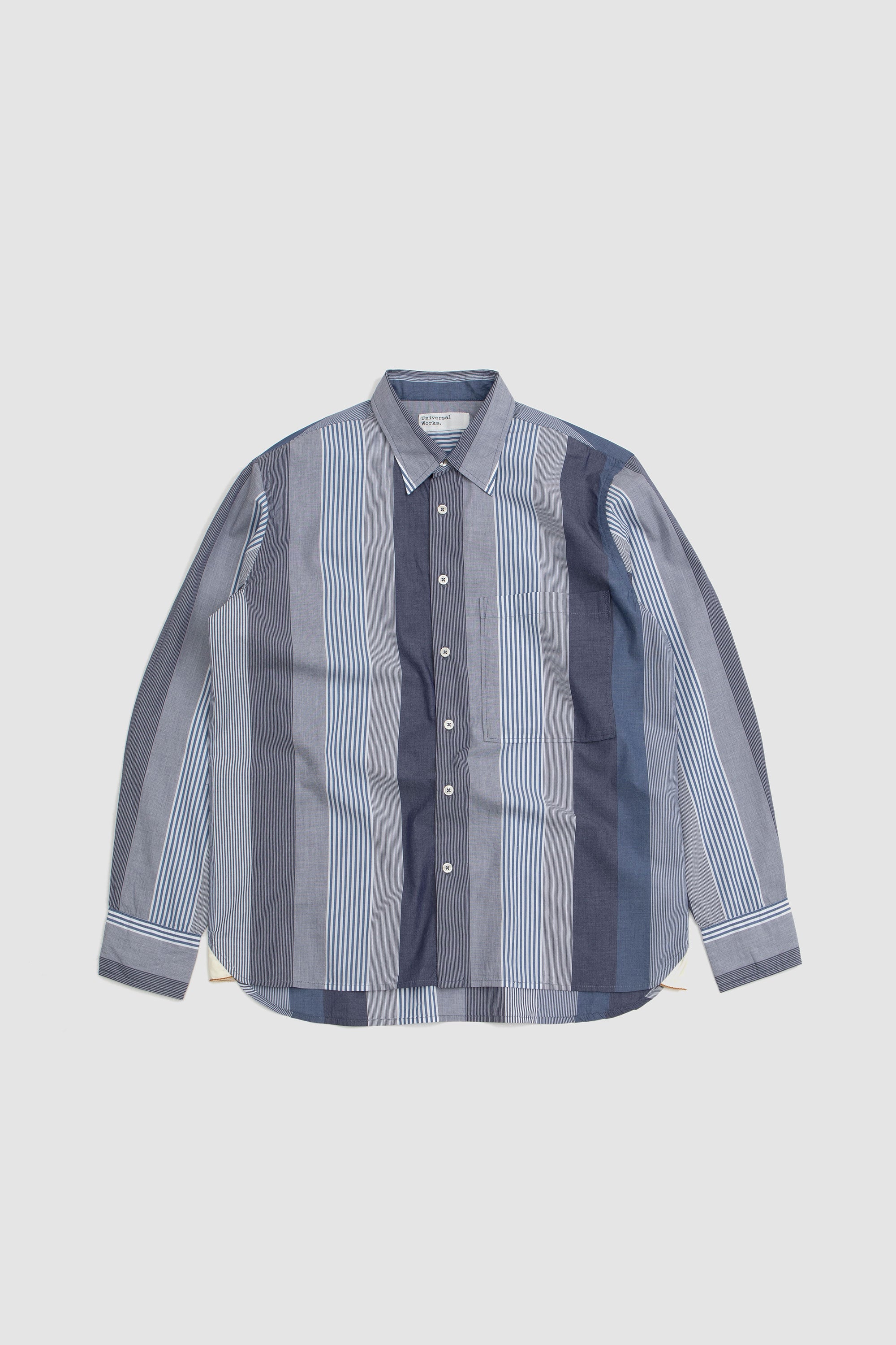 Square Pocket Shirt Multi Stripe Cotton Blue
