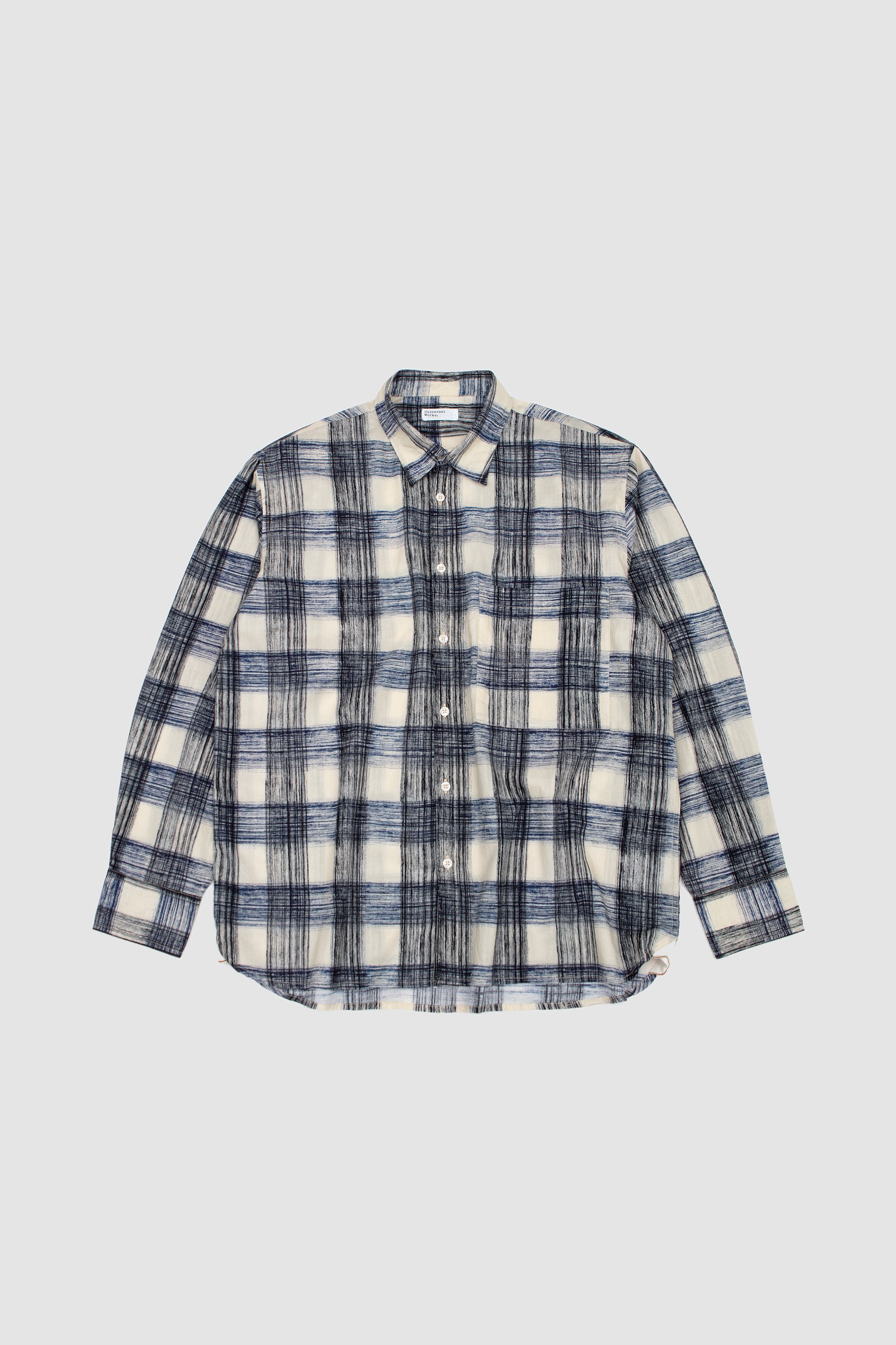 Square Pocket Shirt Window Panes Navy_1