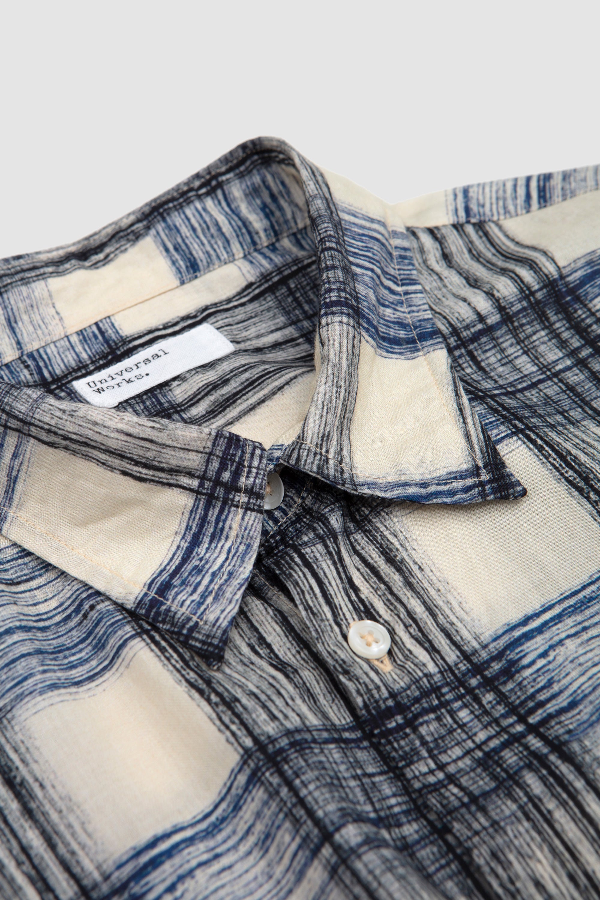 Square Pocket Shirt Window Panes Navy