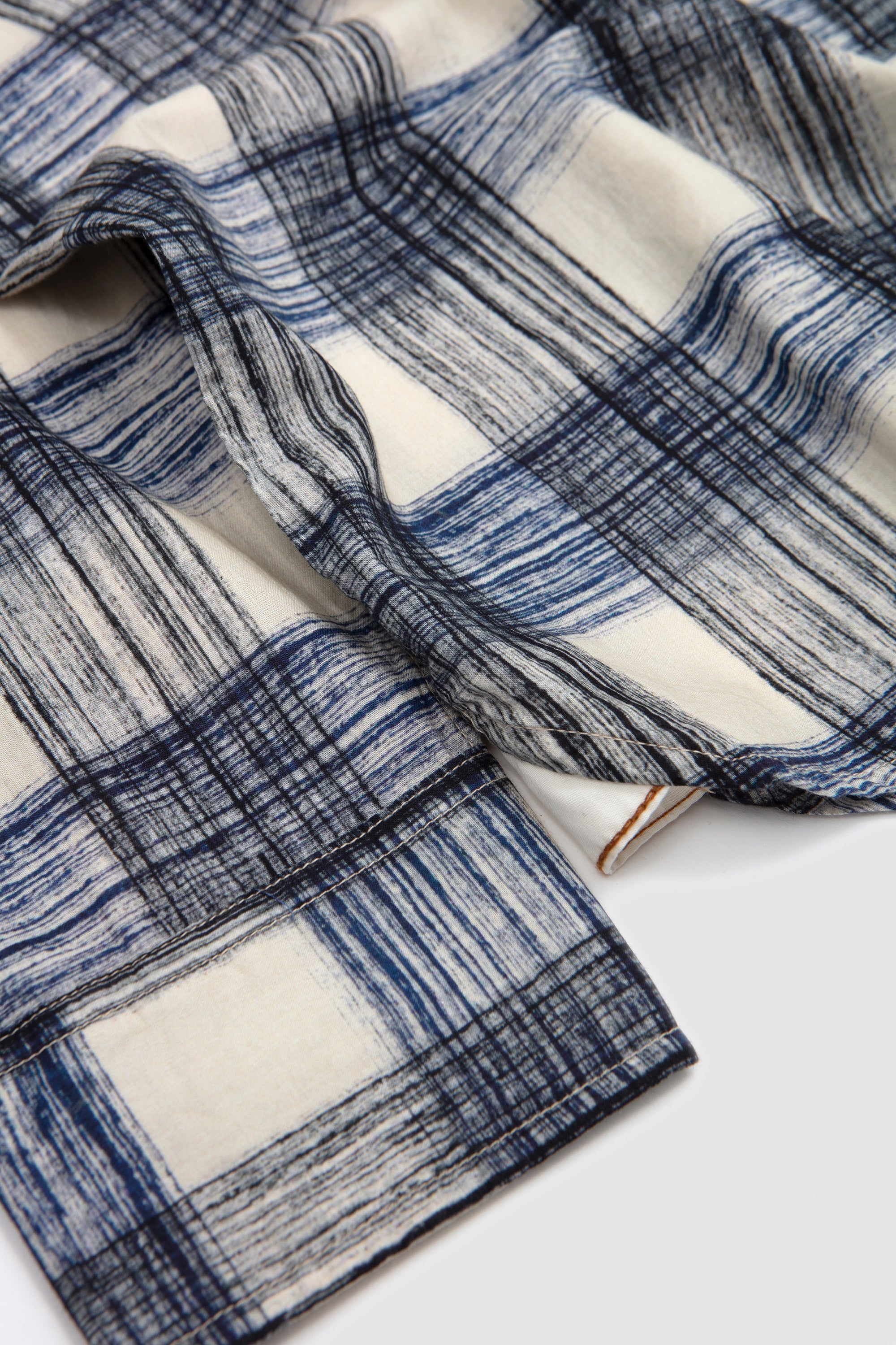 Square Pocket Shirt Window Panes Navy