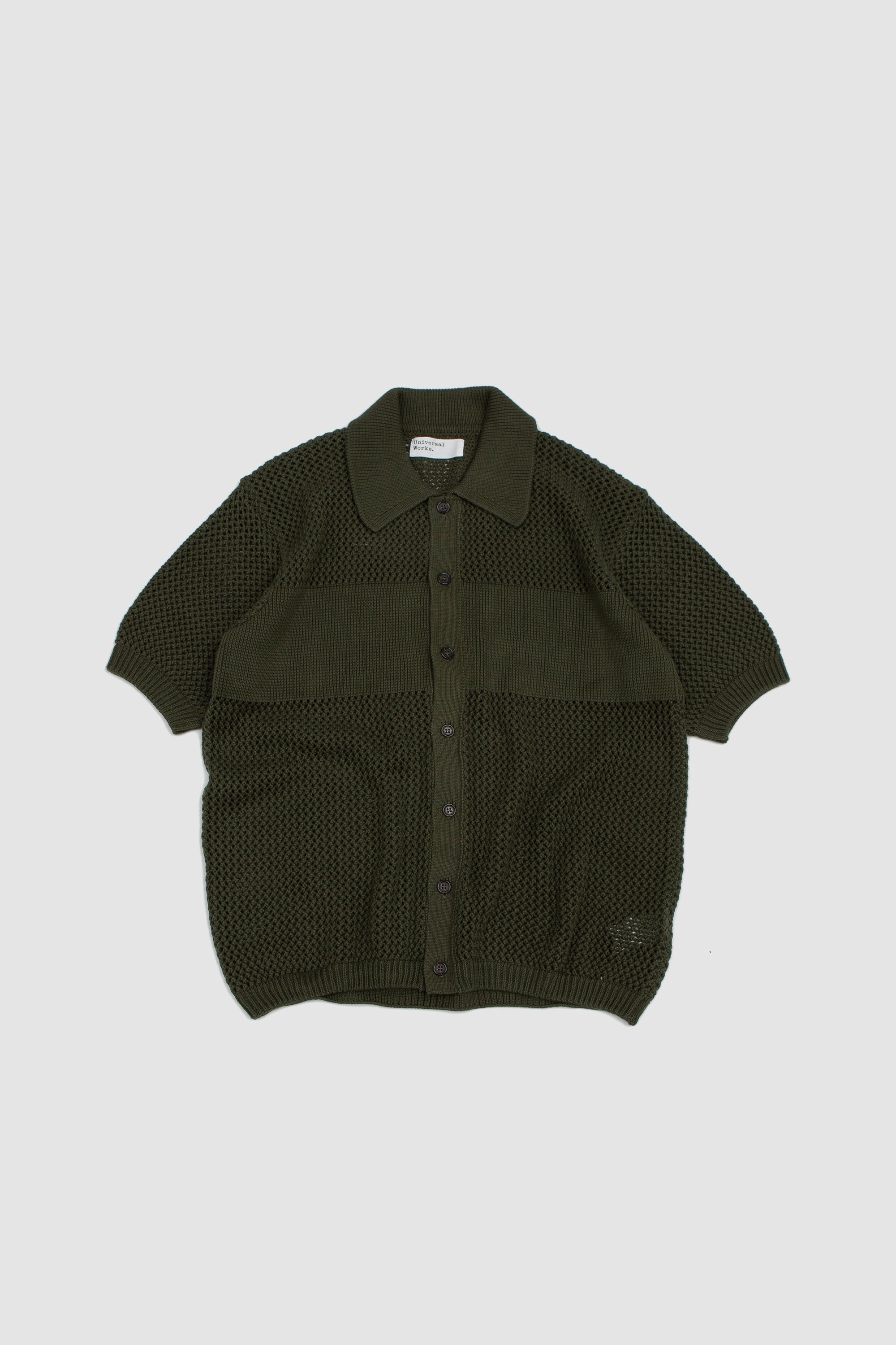 【t.s】AURALEE HAND CROCHET KNIT SHIRTS Auralee Hand Crochet Knit Half Sleeved Shirt Khaki Beige