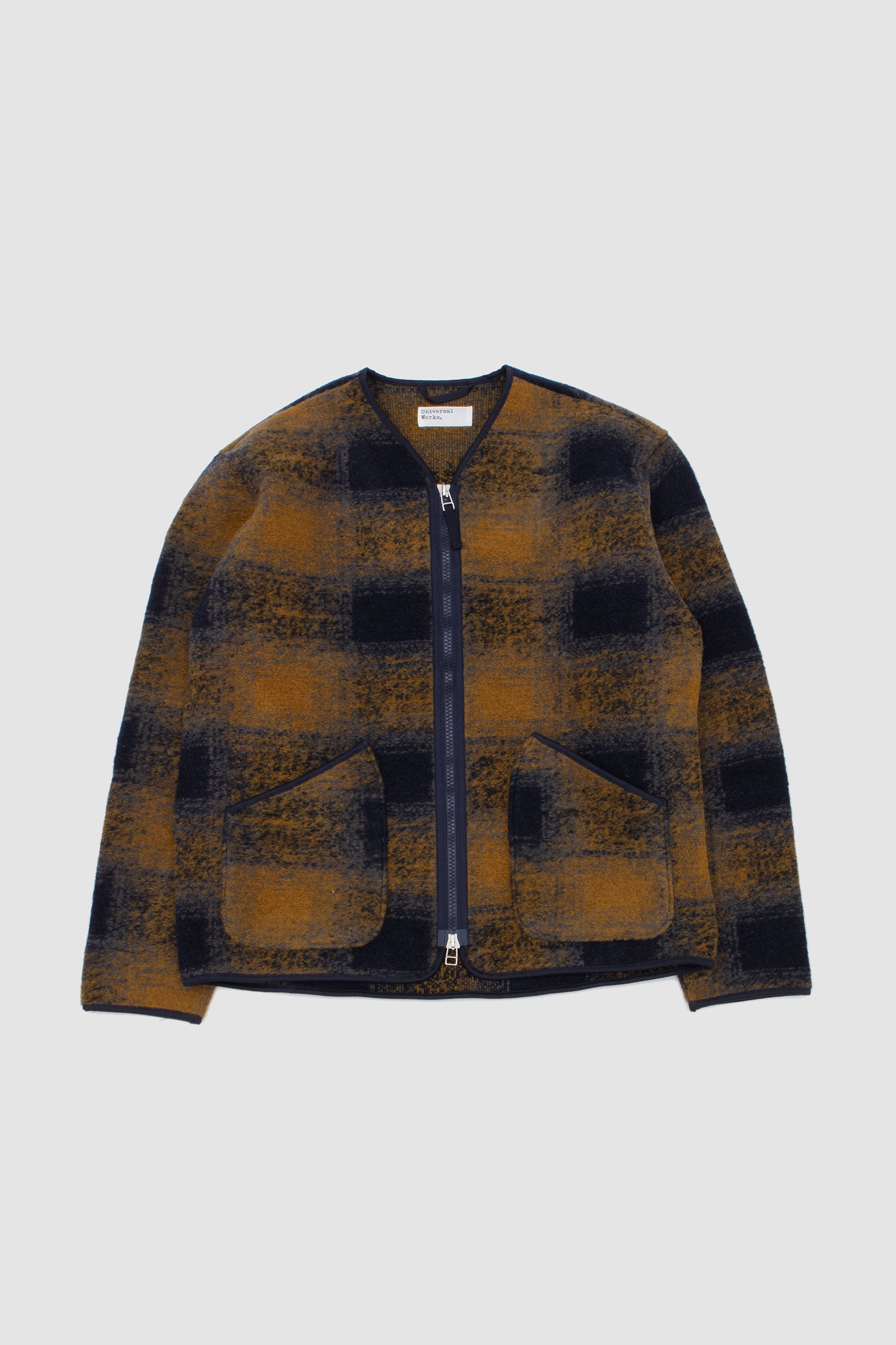 Tecno Melton Check Zip Liner Jacket Navy_1