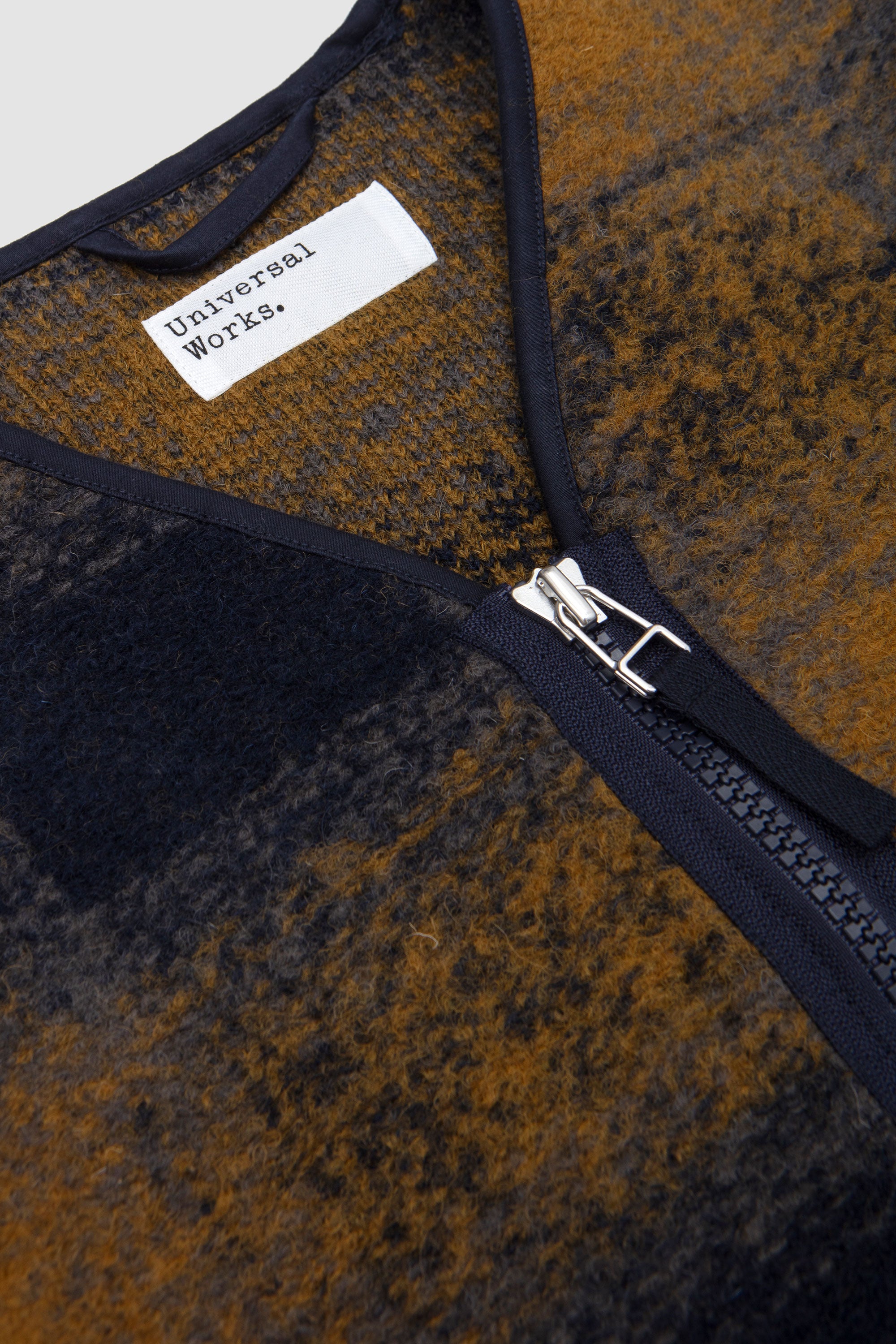 Tecno Melton Check Zip Liner Jacket Navy