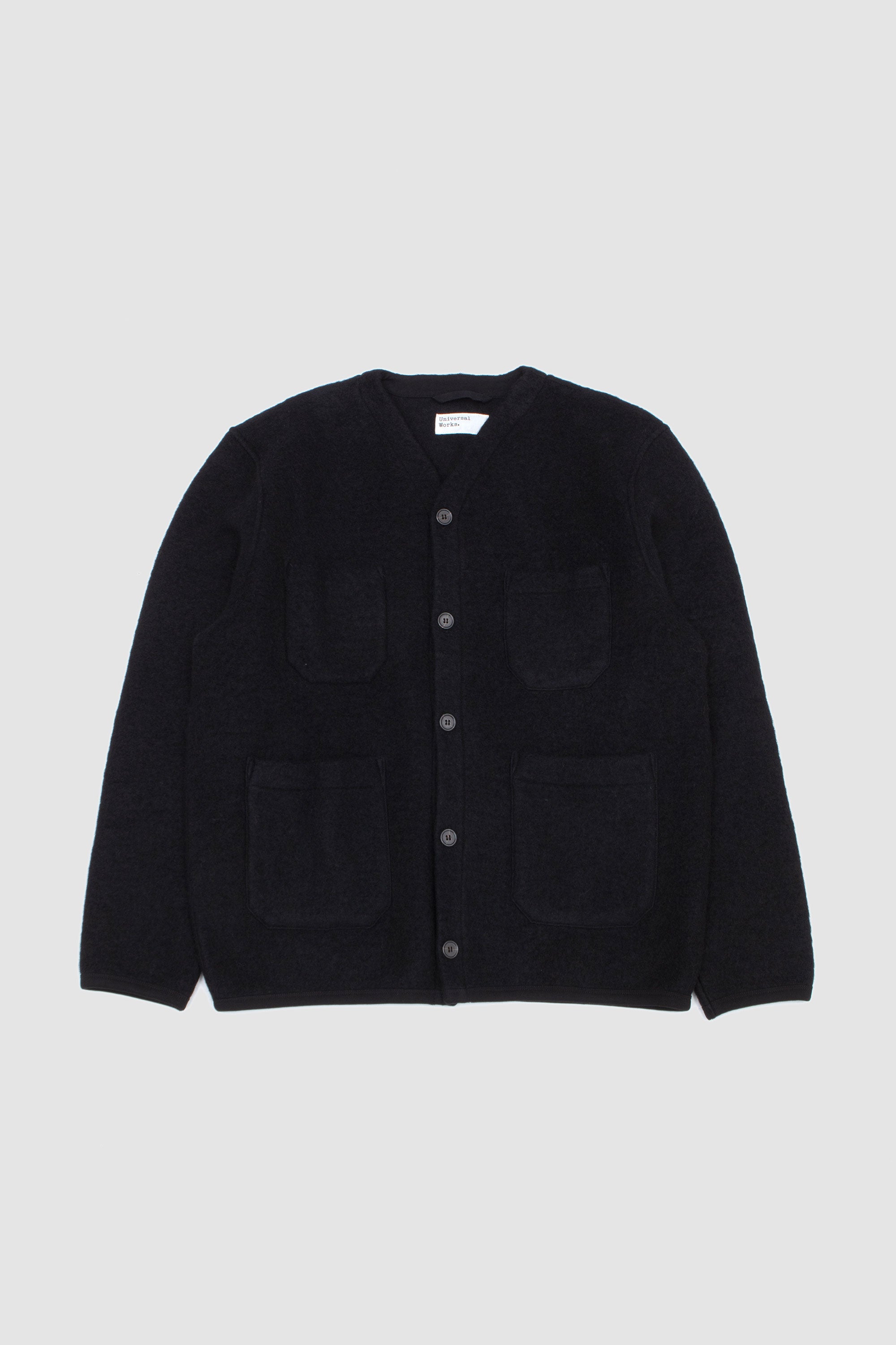 Wool Fleece Cardigan Black