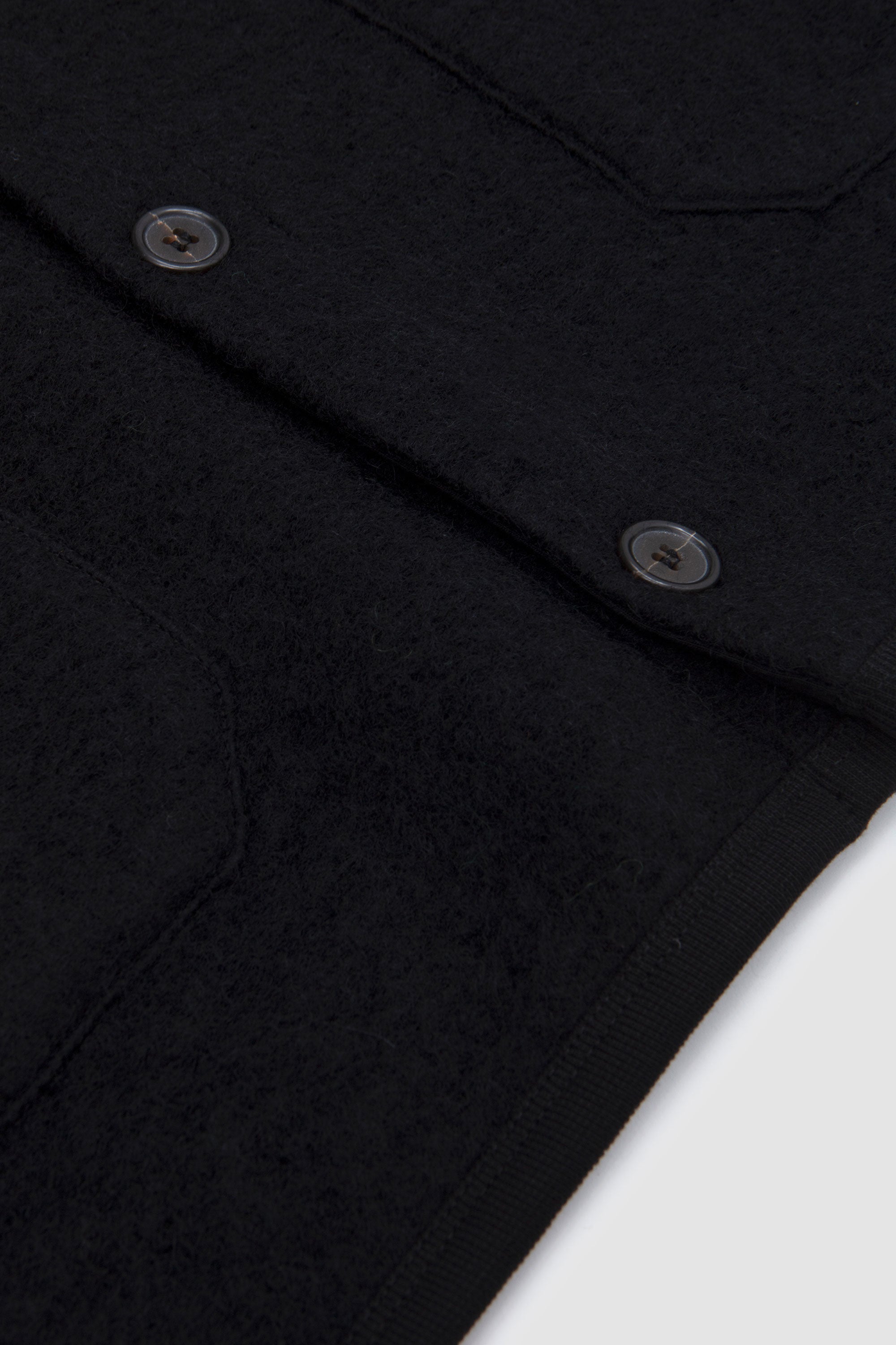 Wool Fleece Cardigan Black