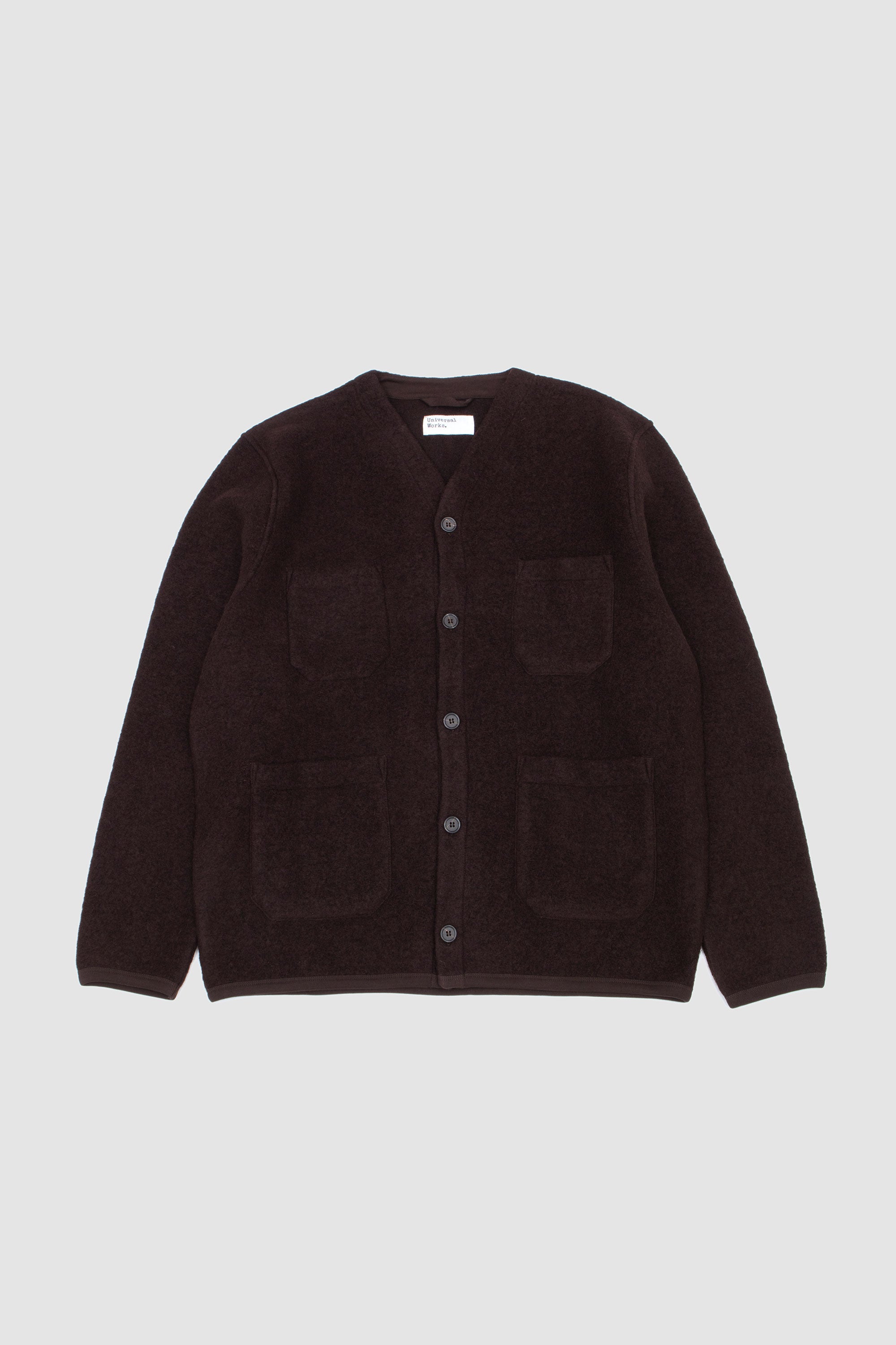 Wool Fleece Cardigan Brown_1