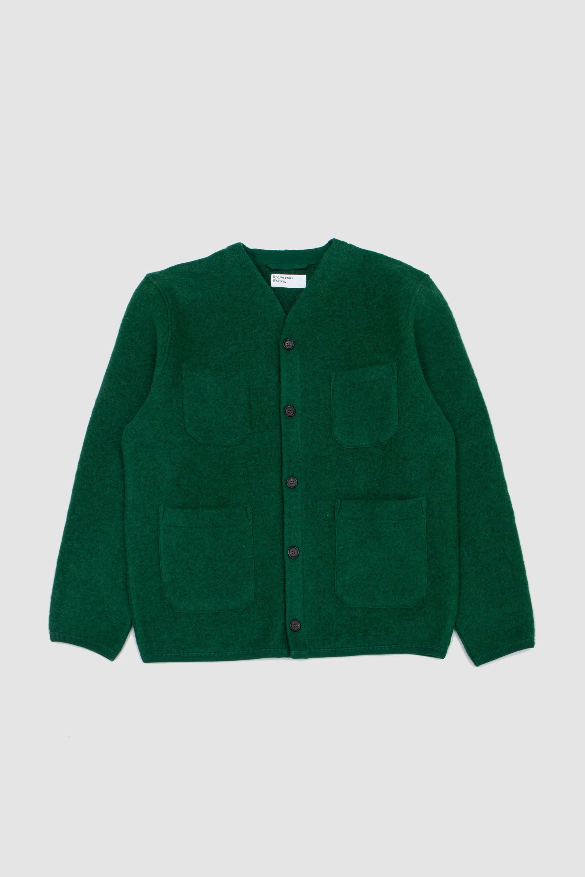 Wool Fleece Cardigan Green_1