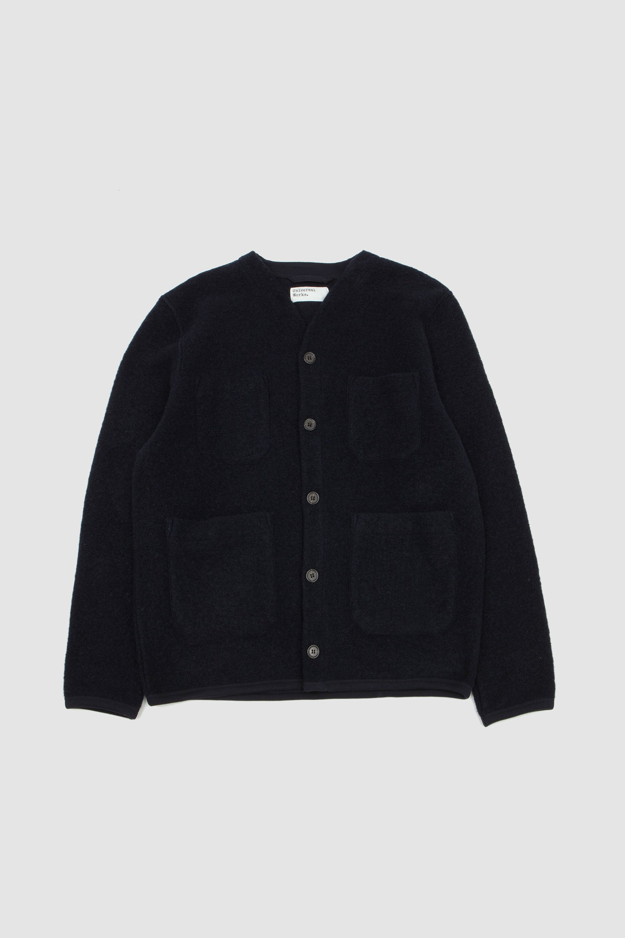 Wool Fleece Cardigan Navy_1