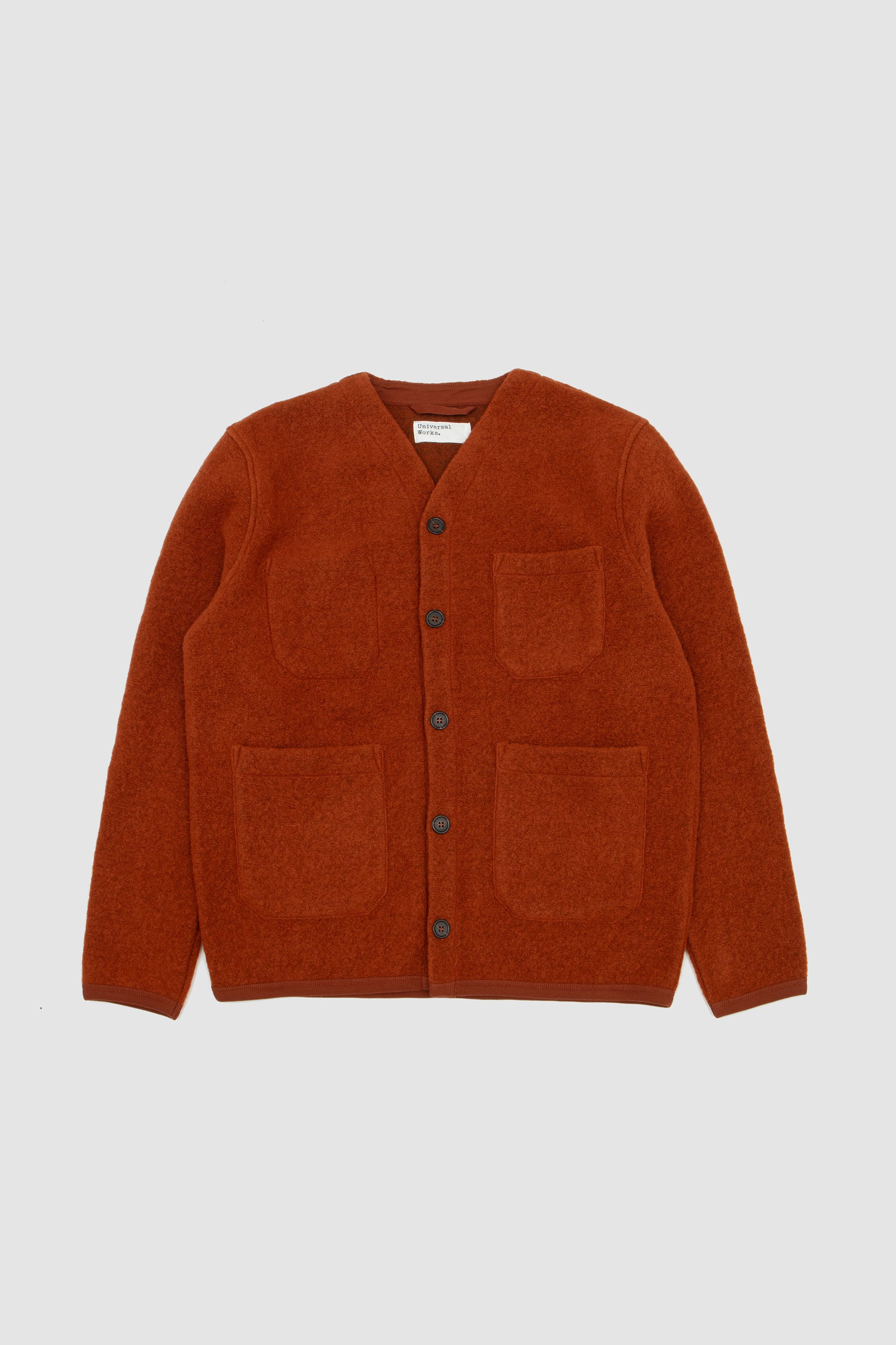 Wool Fleece Cardigan Rust_1