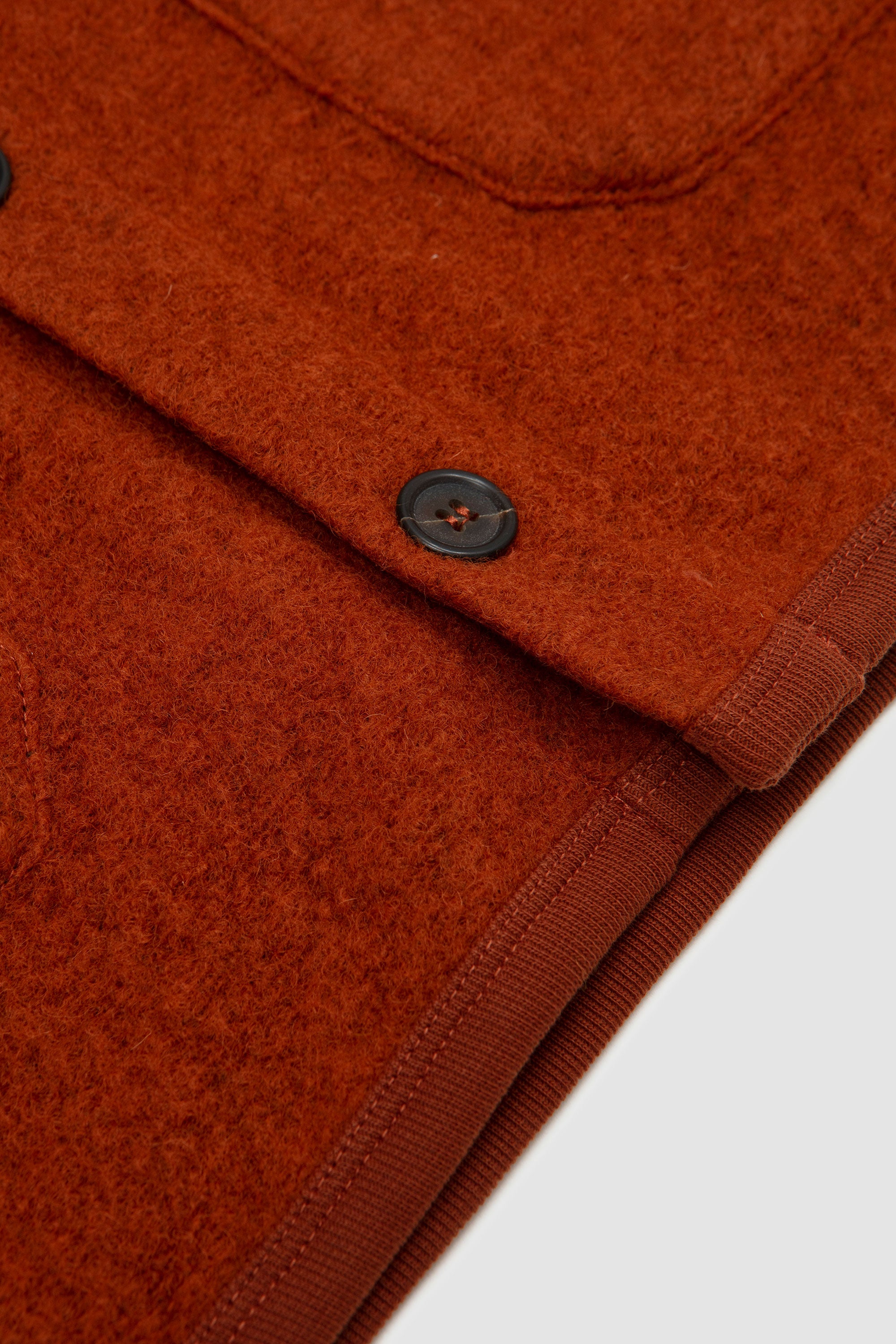 Wool Fleece Cardigan Rust