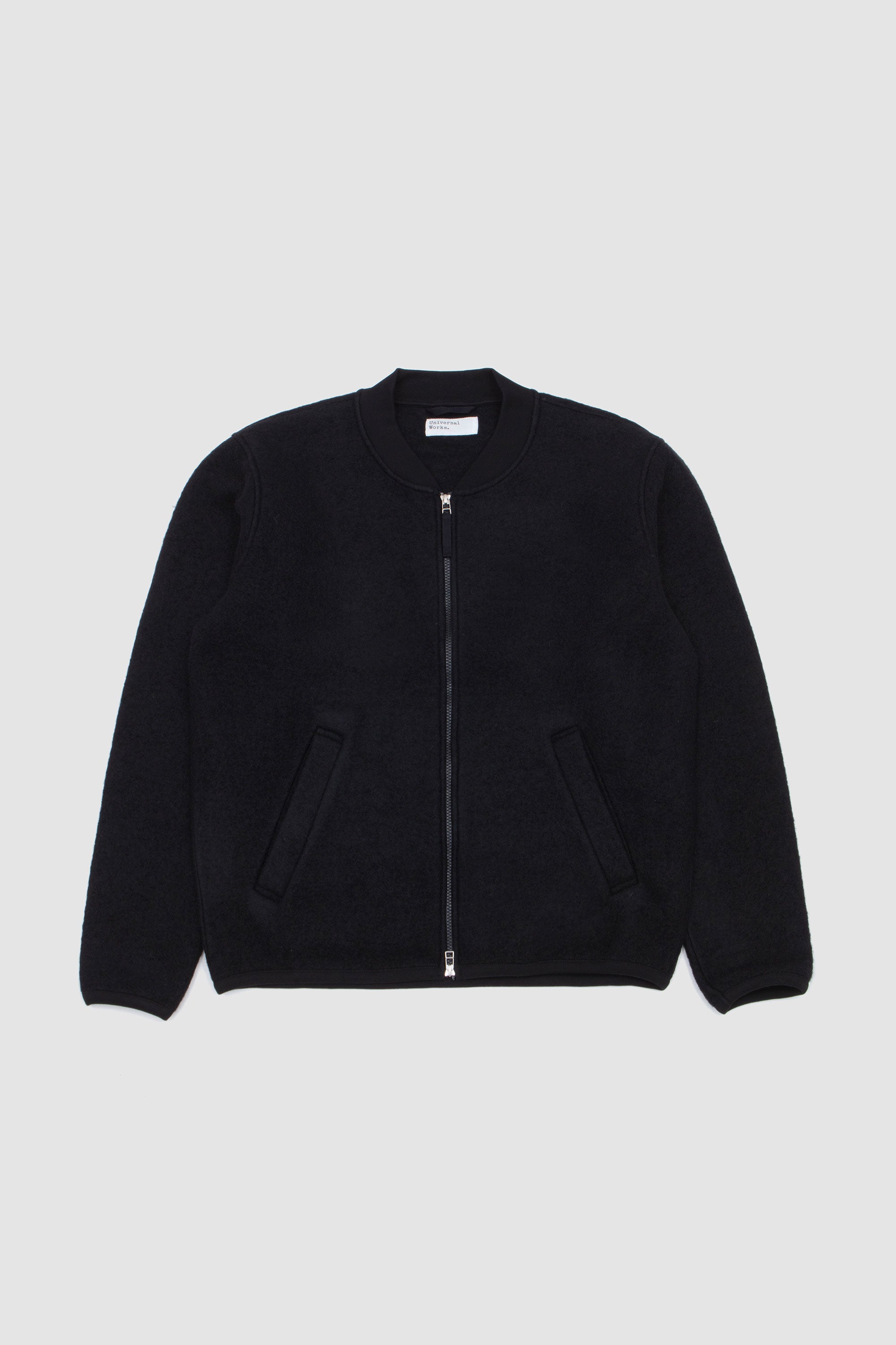 Wool Fleece Zip Bomber Black