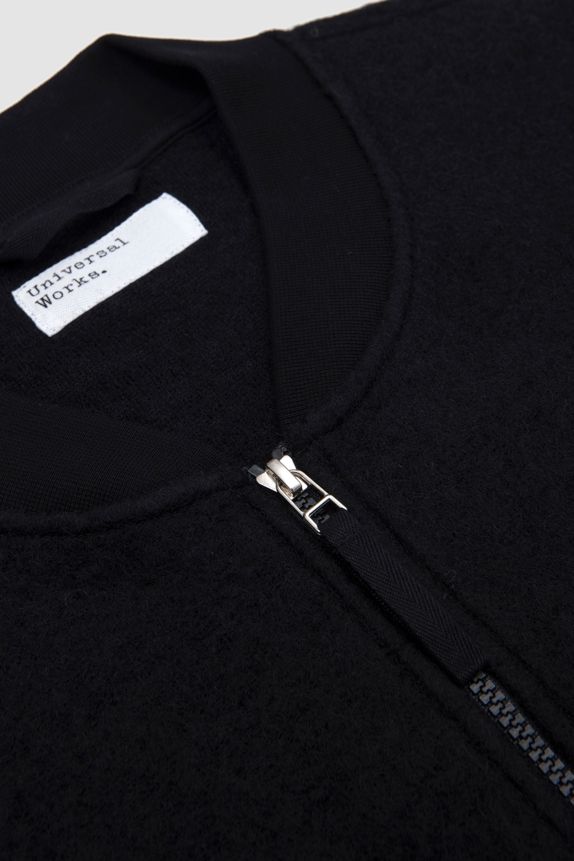 Wool Fleece Zip Bomber Black