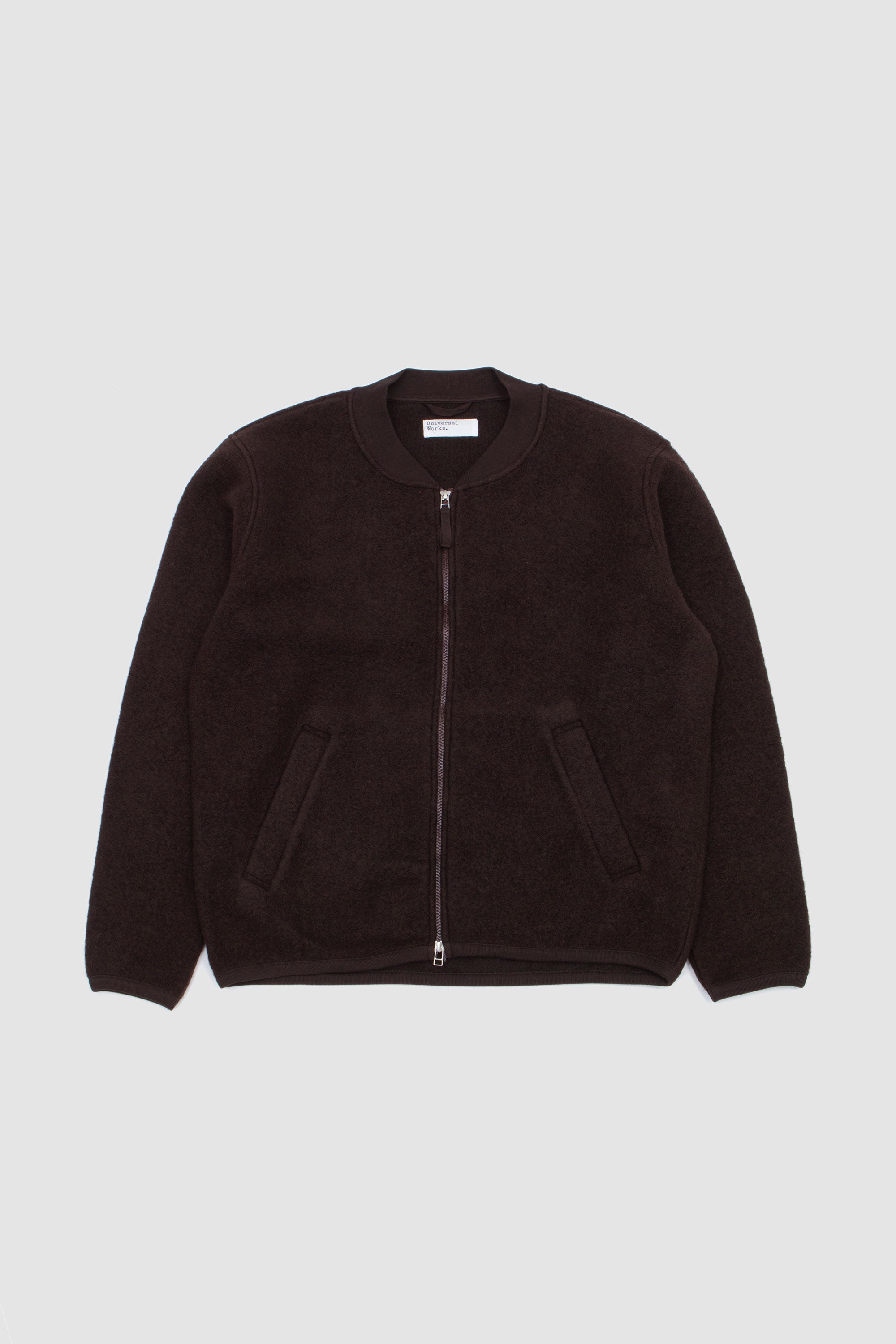 Wool Fleece Zip Bomber Brown_1