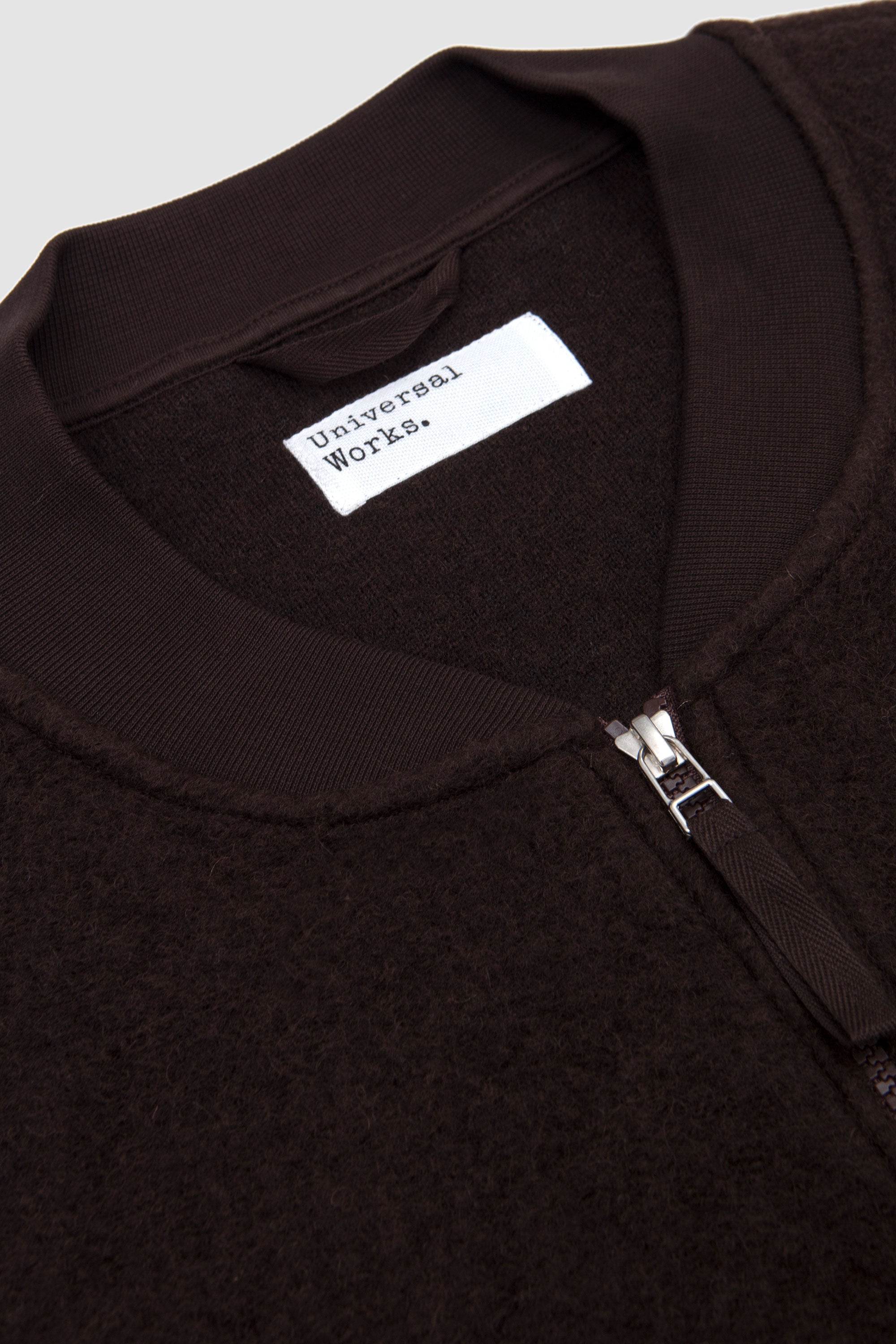 Wool Fleece Zip Bomber Brown