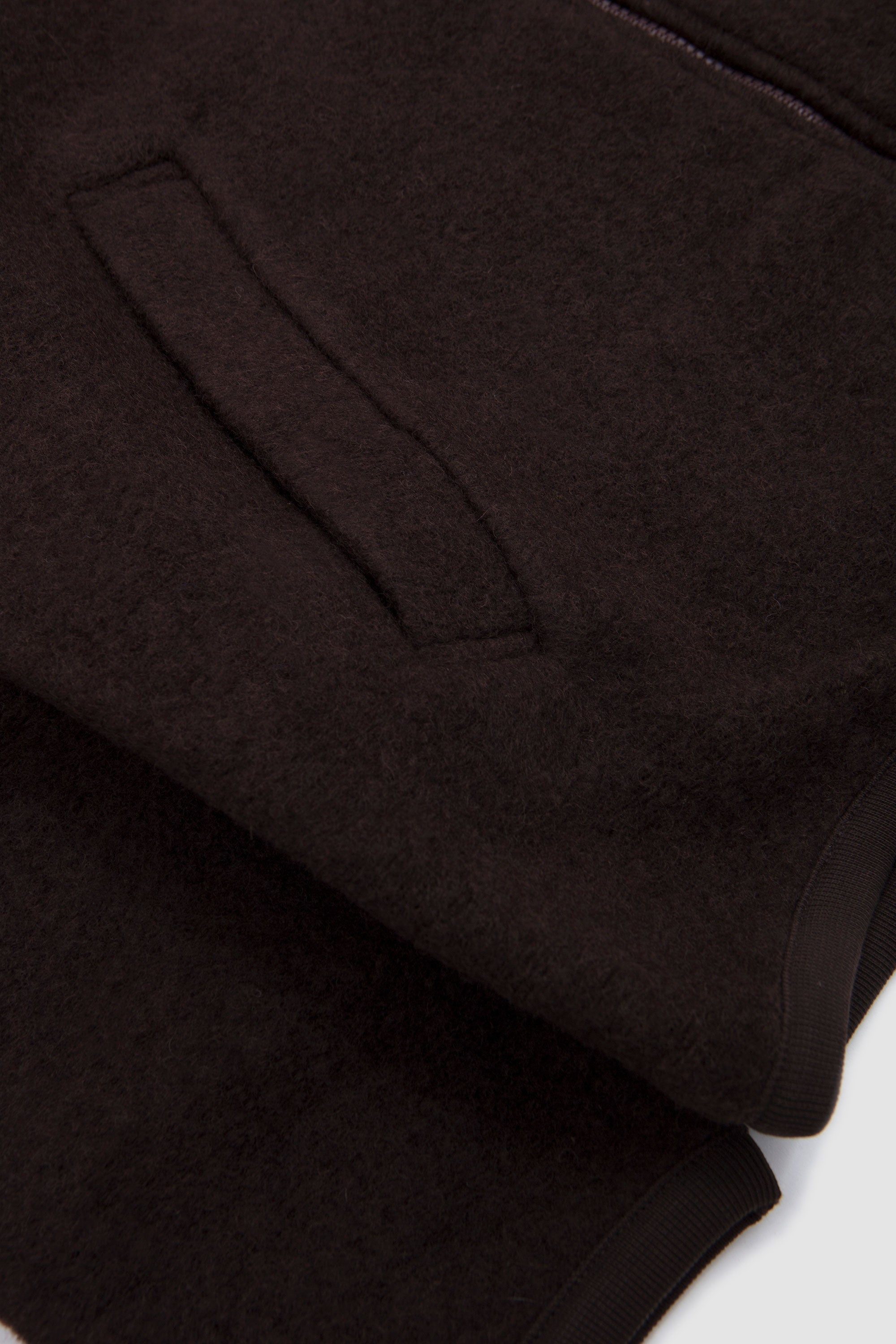 Wool Fleece Zip Bomber Brown