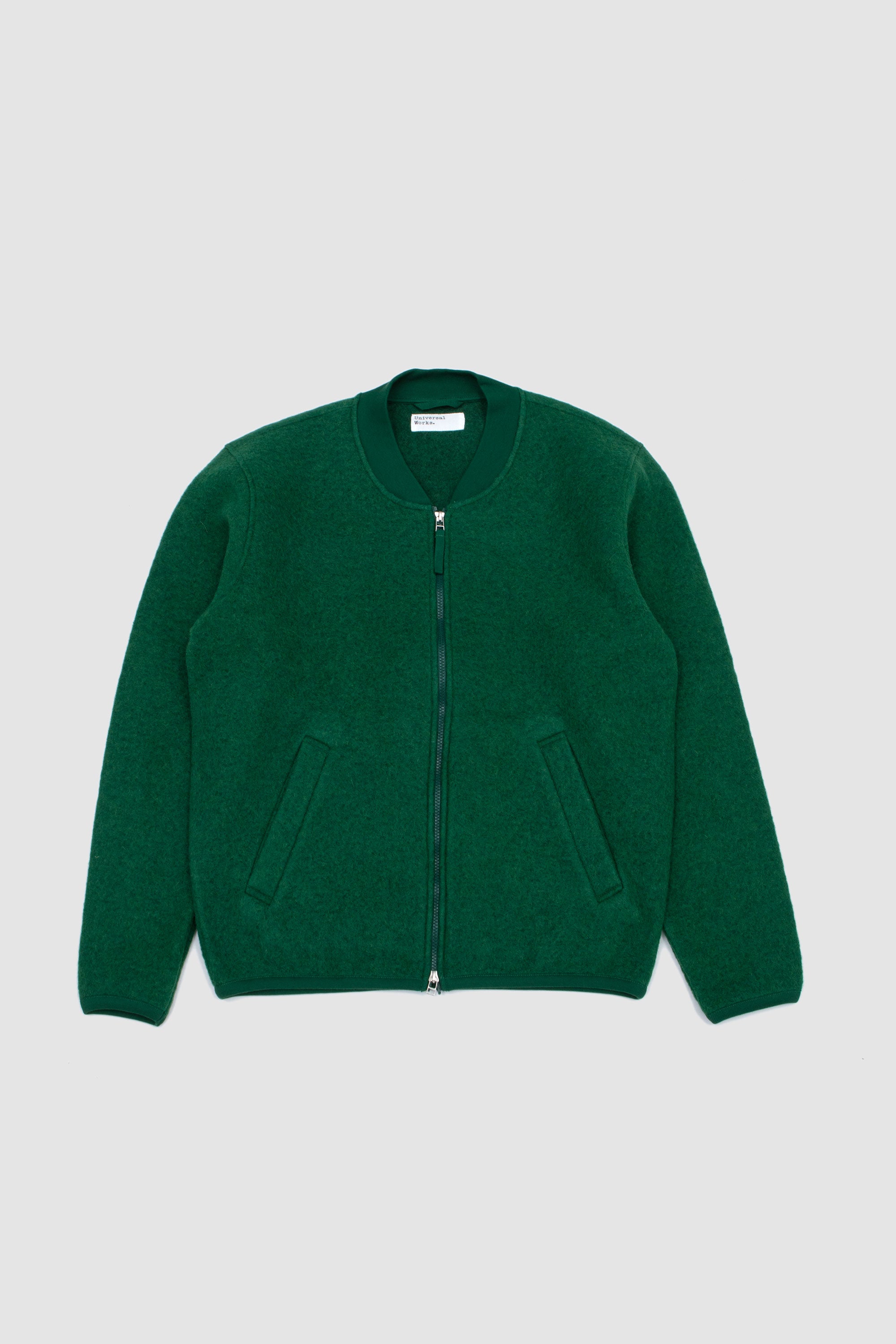 Wool Fleece Zip Bomber Green_1