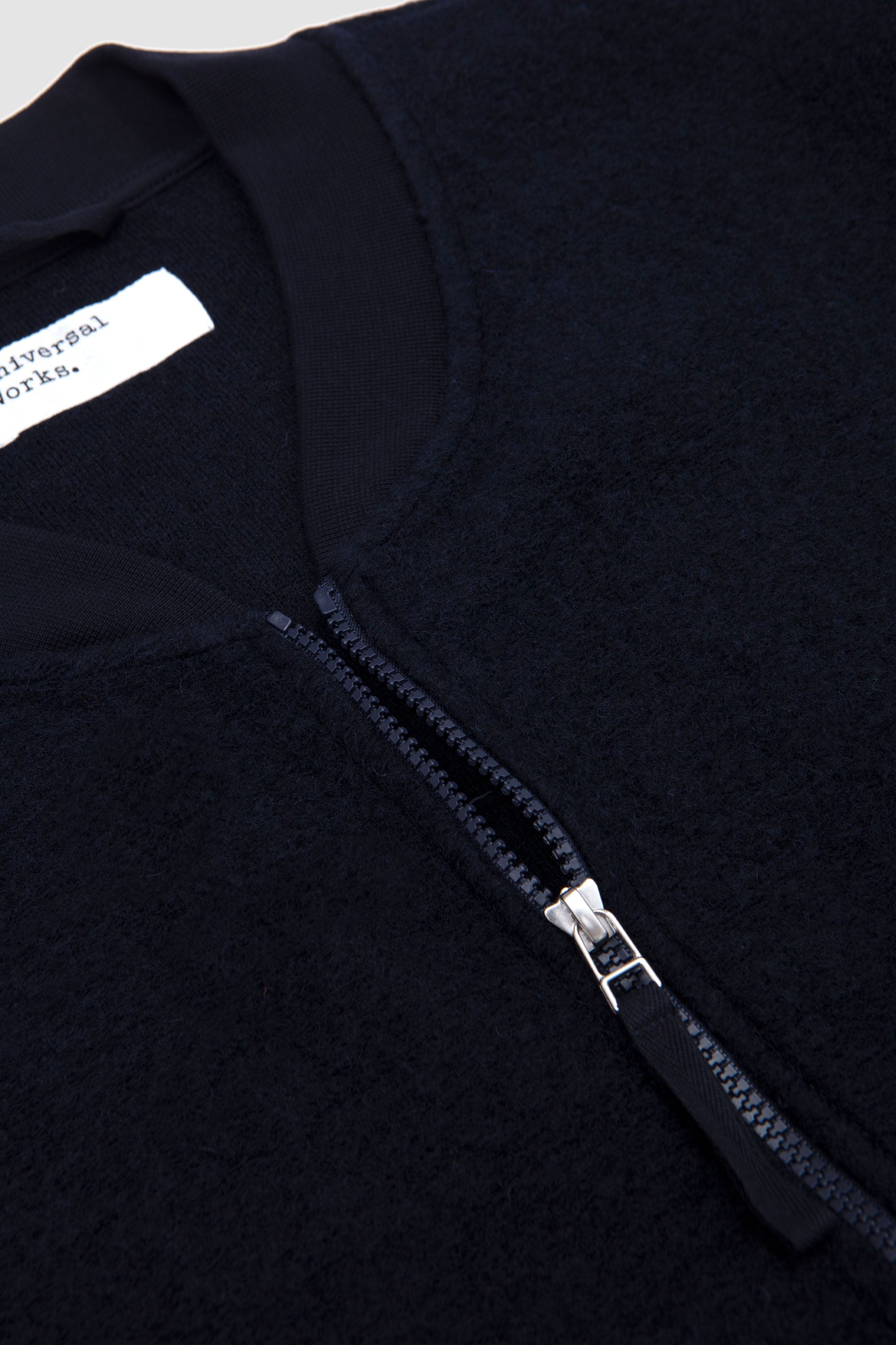 Wool Fleece Zip Bomber Navy