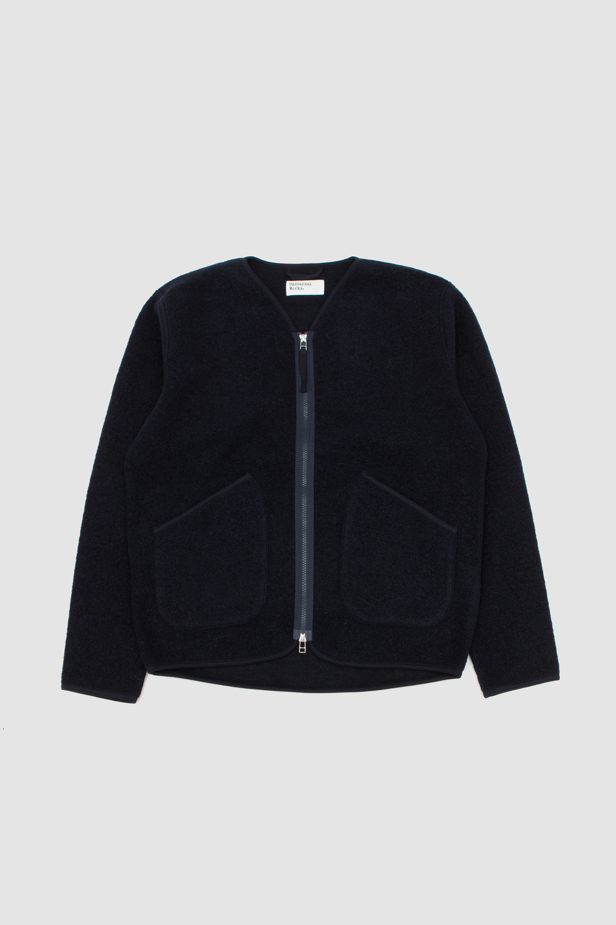 Wool Fleece Zip Liner Jacket Navy_1