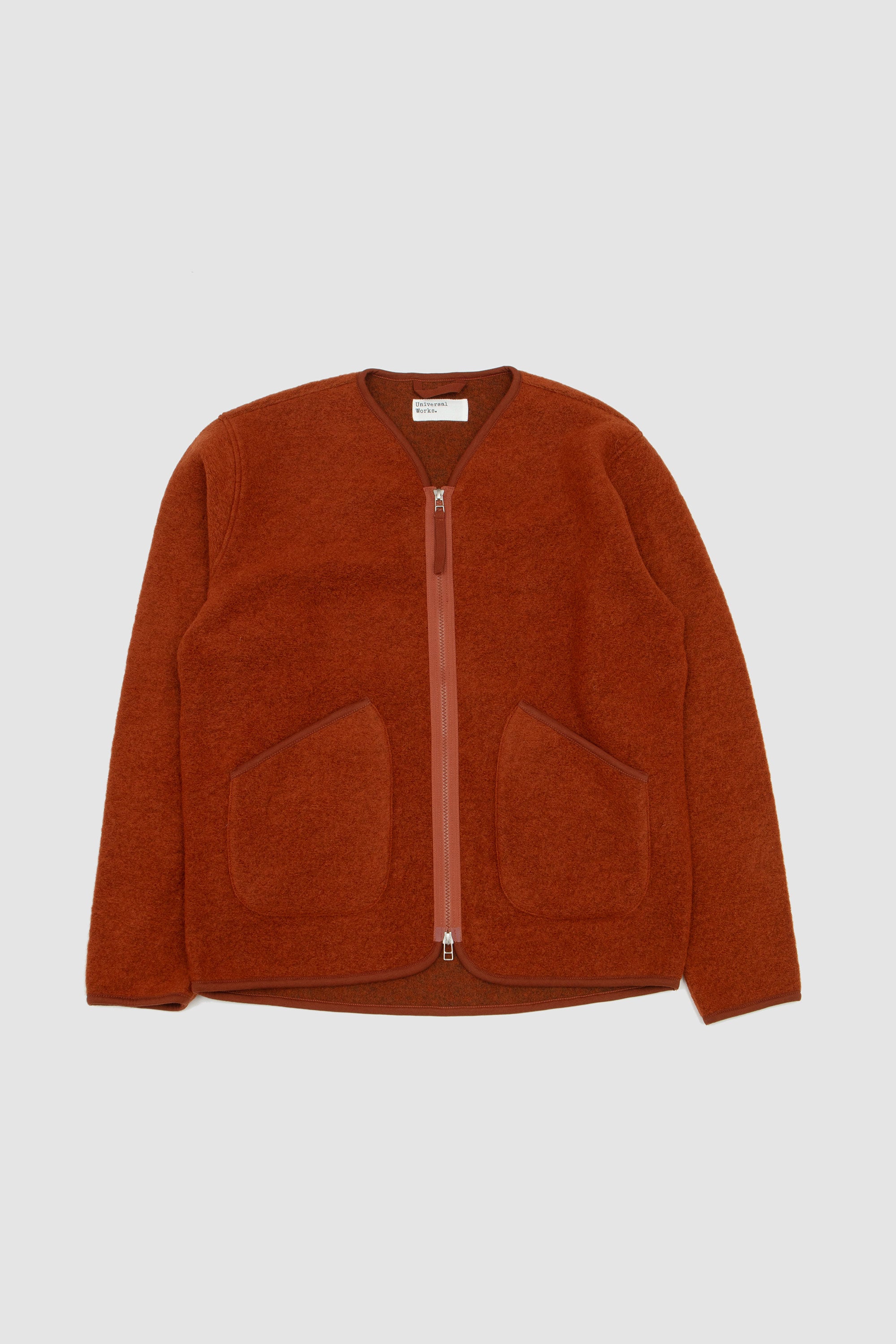 Wool Fleece Zip Liner Jacket Rust