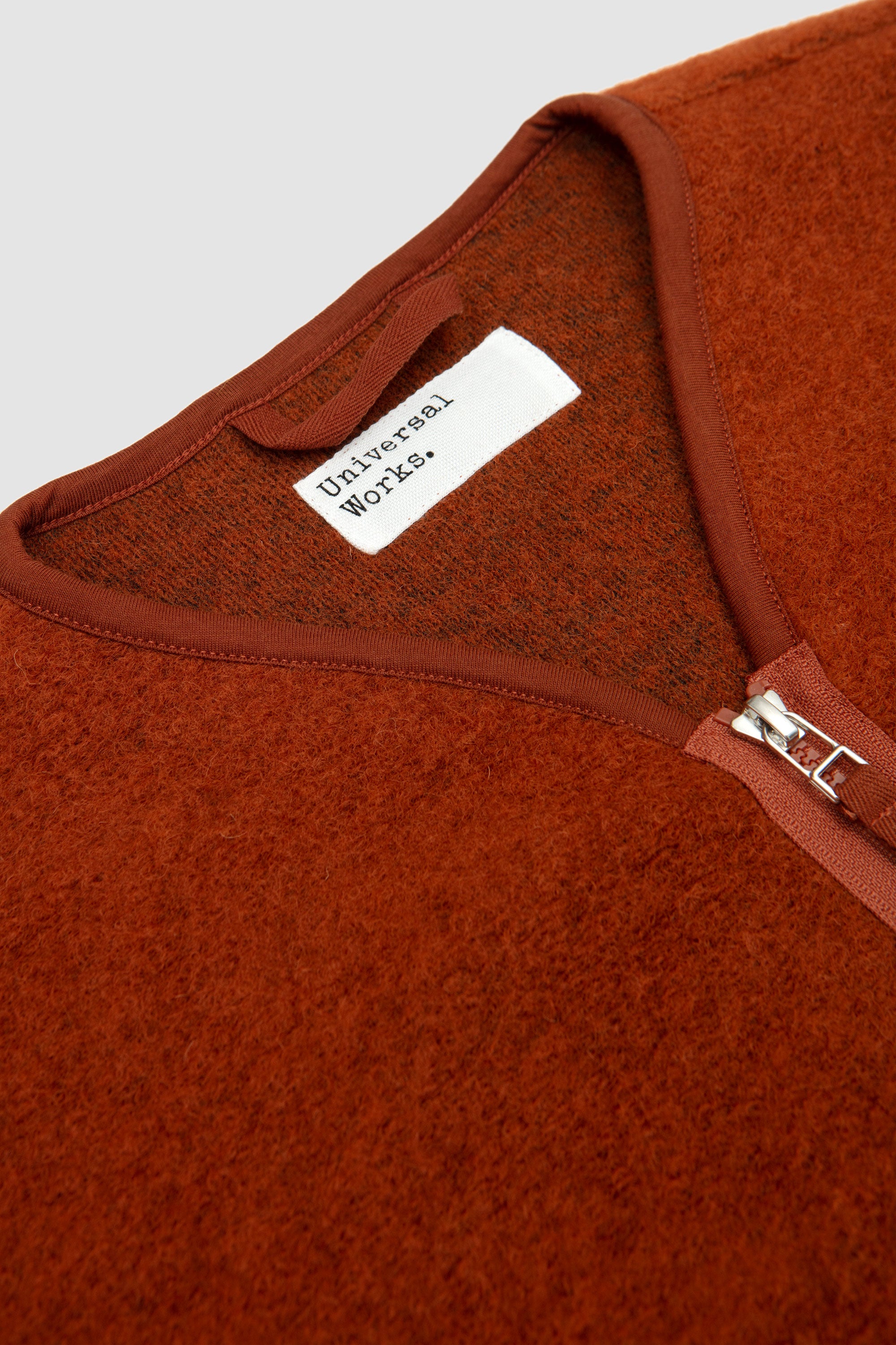 Wool Fleece Zip Liner Jacket Rust