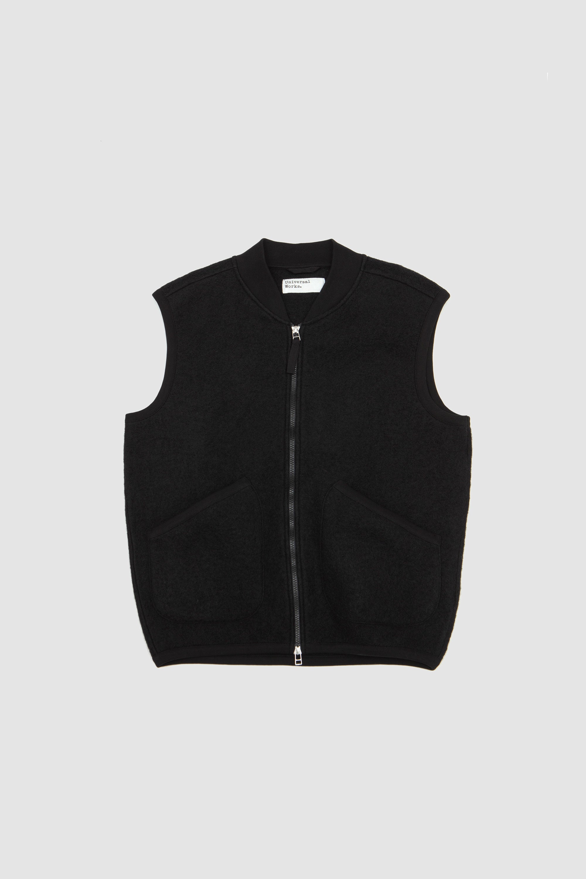 Wool Fleece Zip Waistcoat Black_1