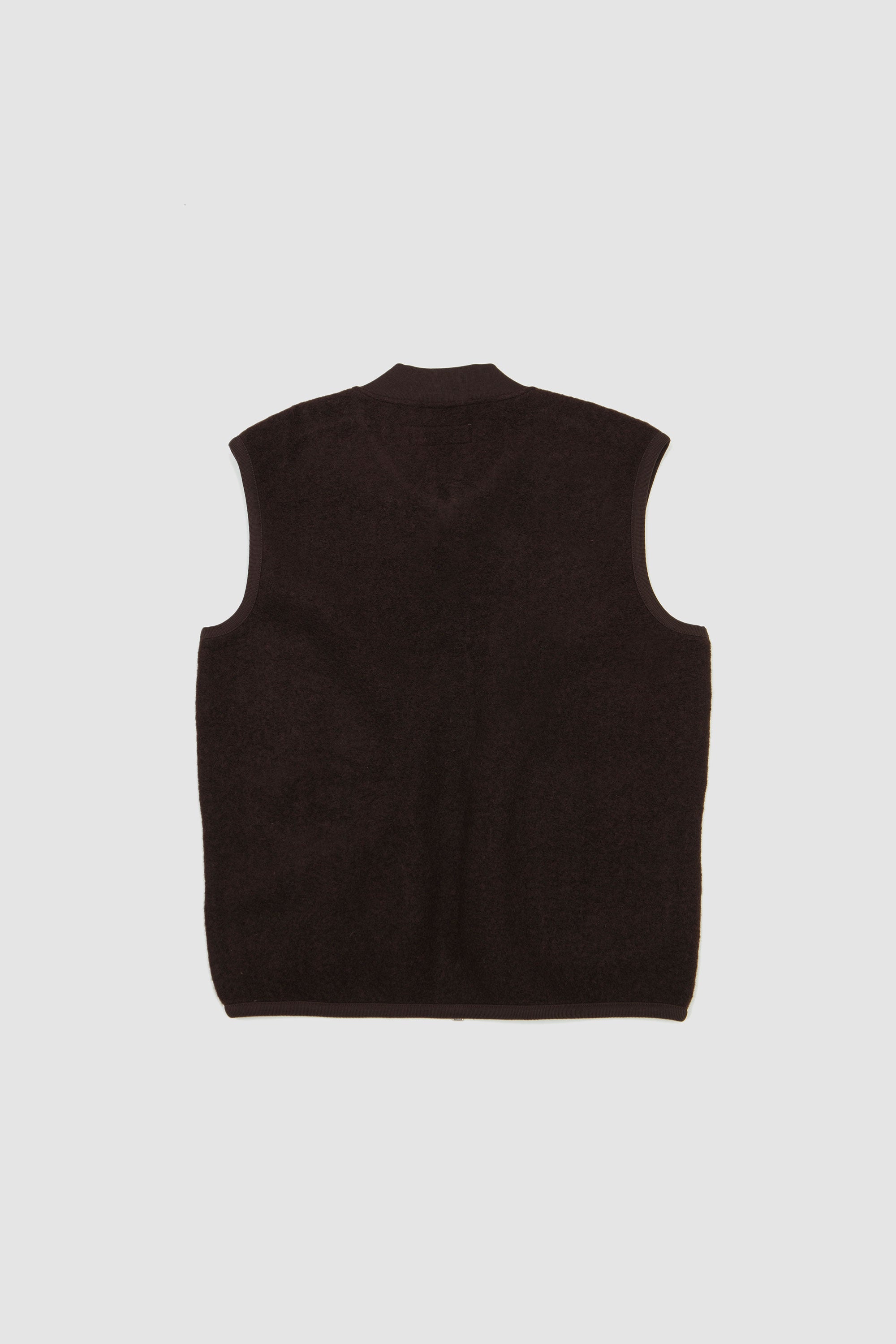 Wool Fleece Zip Waistcoat Brown_4