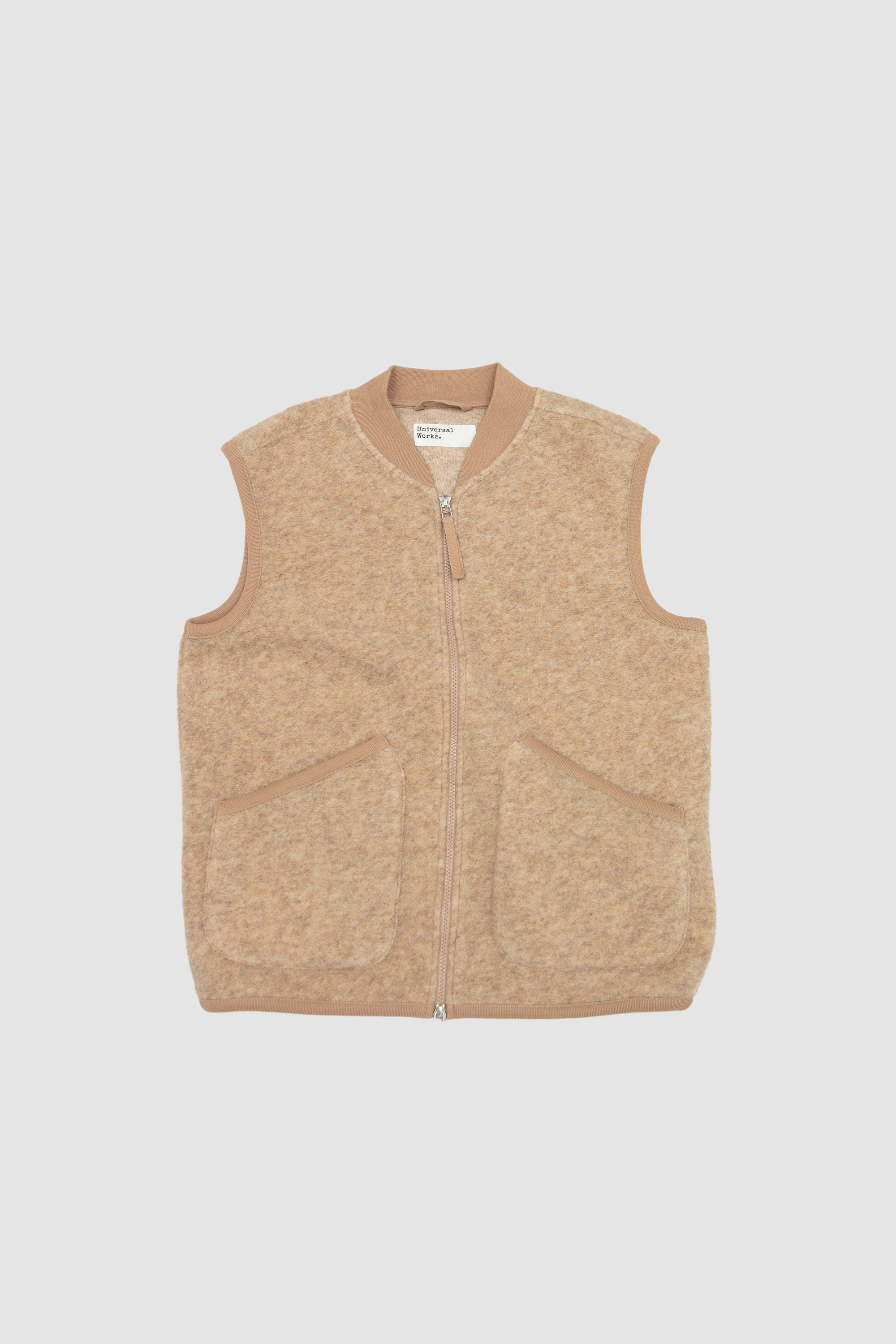 Wool Fleece Zip Waistcoat Fawn_1