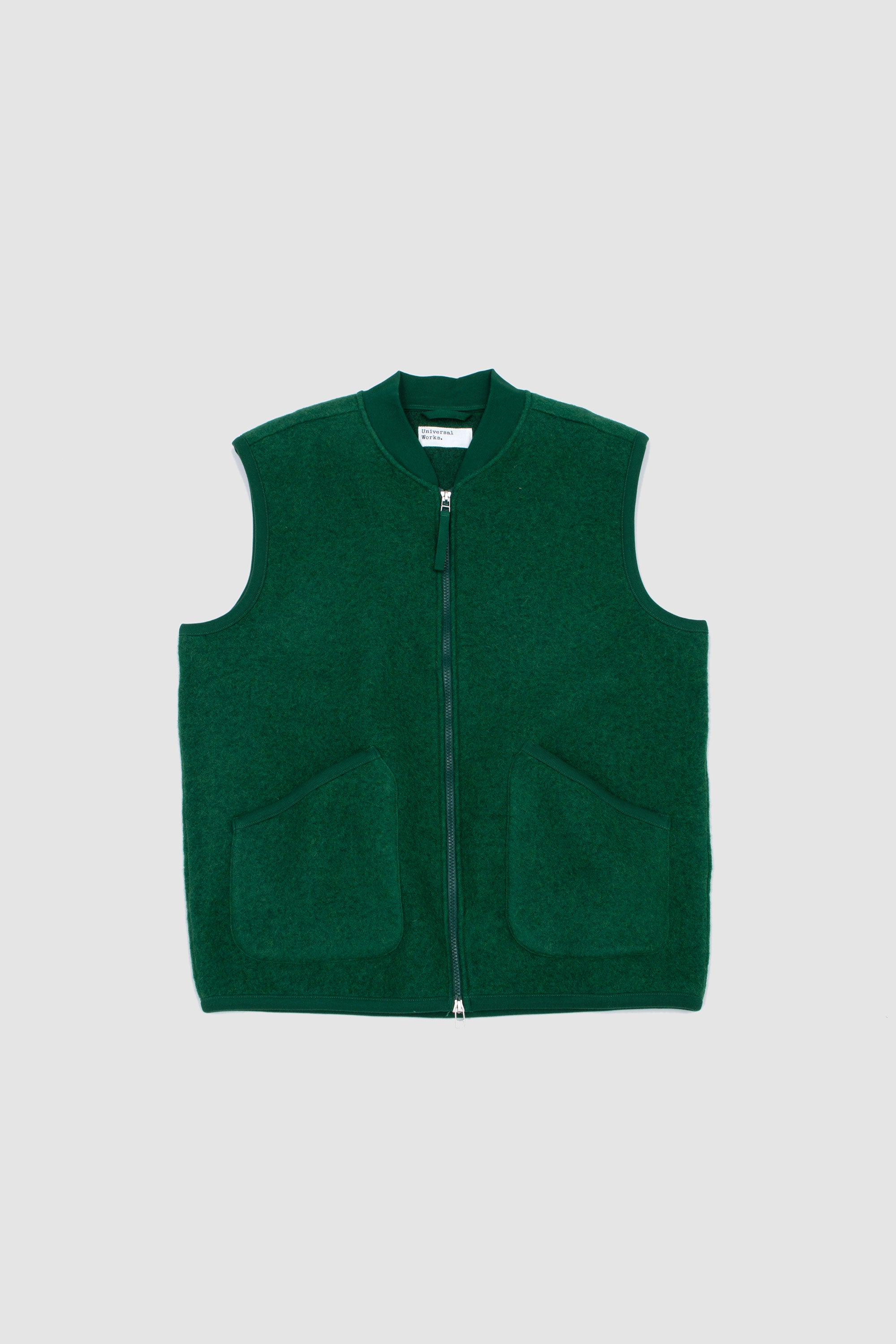 Wool Fleece Zip Waistcoat Green