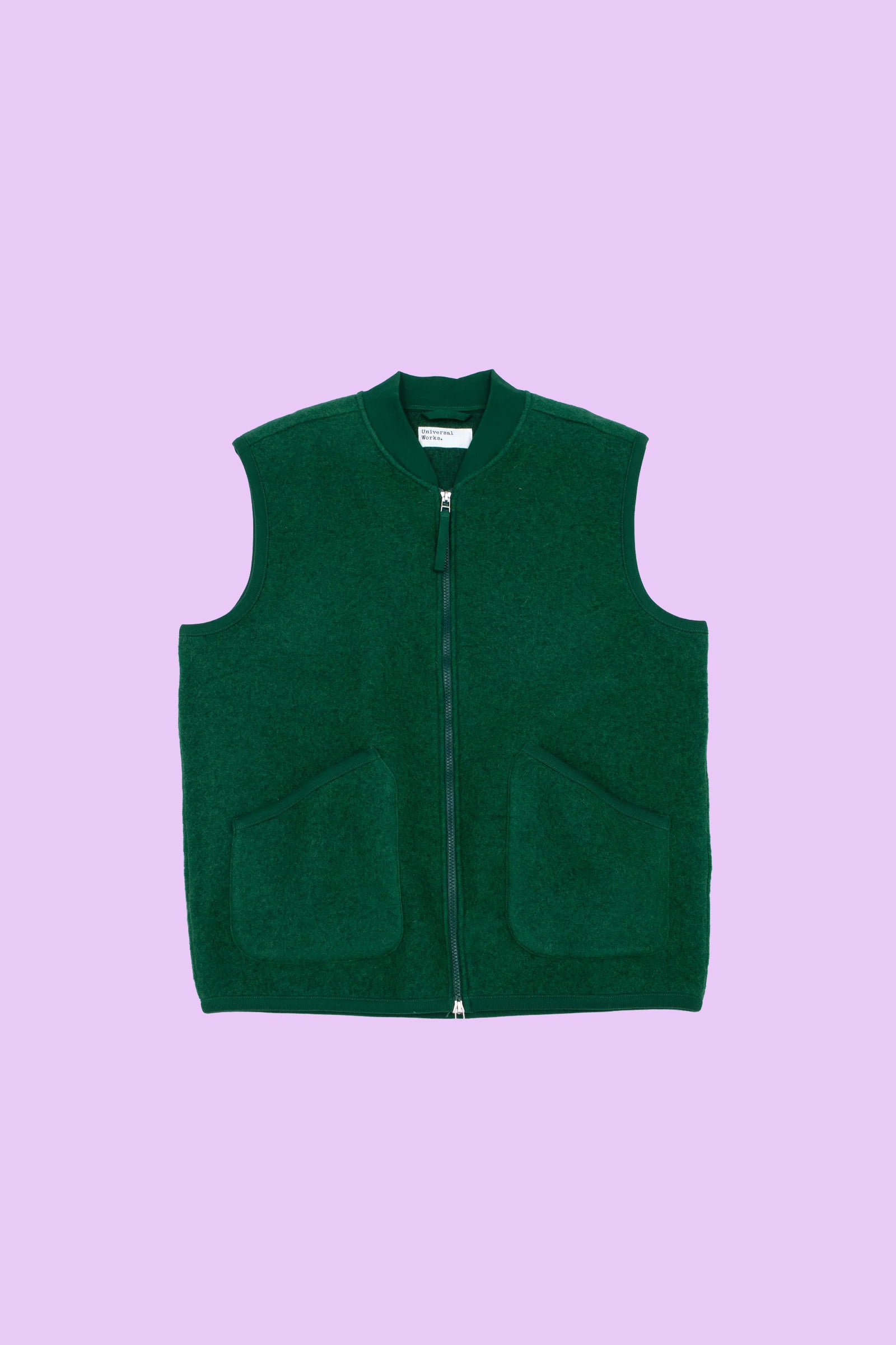 Wool Fleece Zip Waistcoat Green