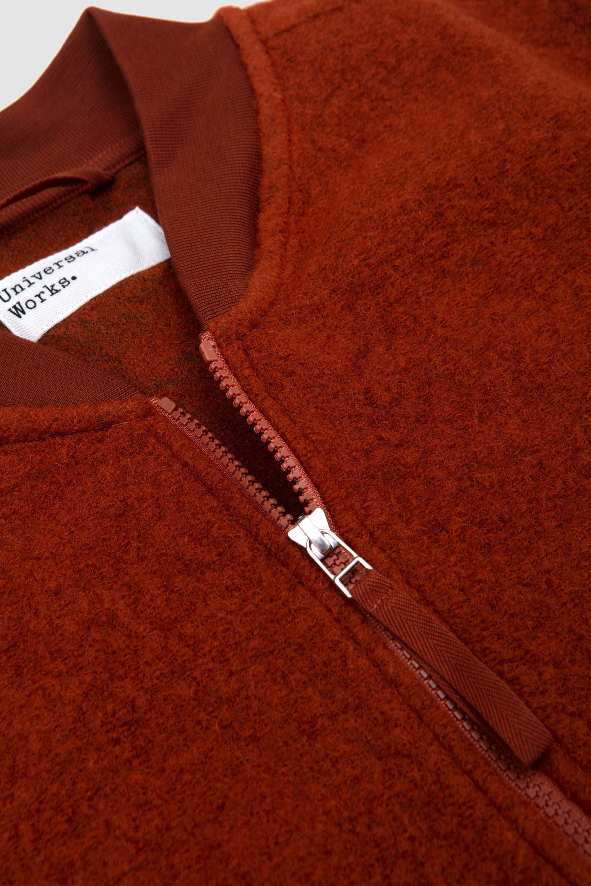 Wool Fleece Zip Waistcoat Rust