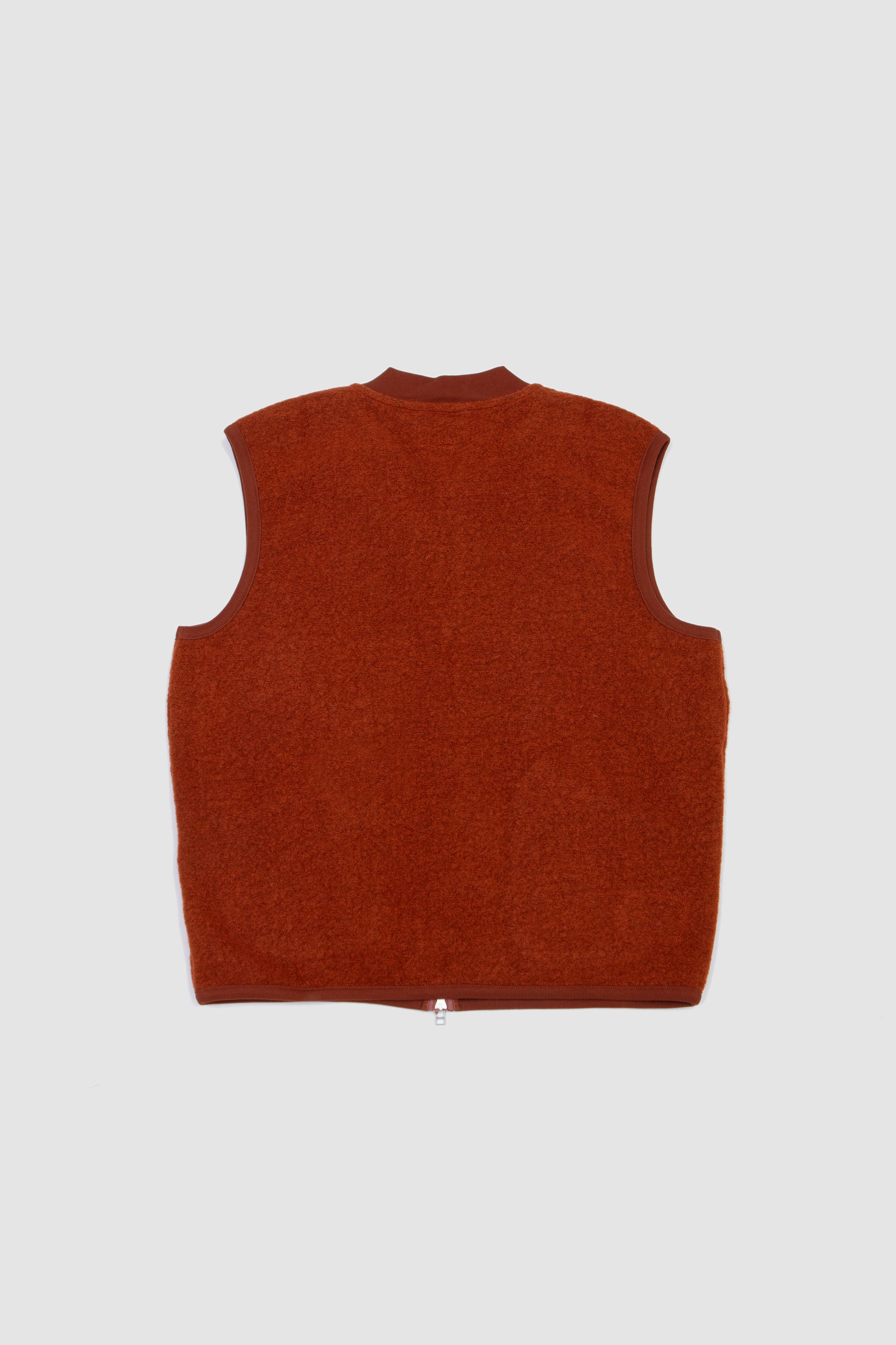 Wool Fleece Zip Waistcoat Rust_4