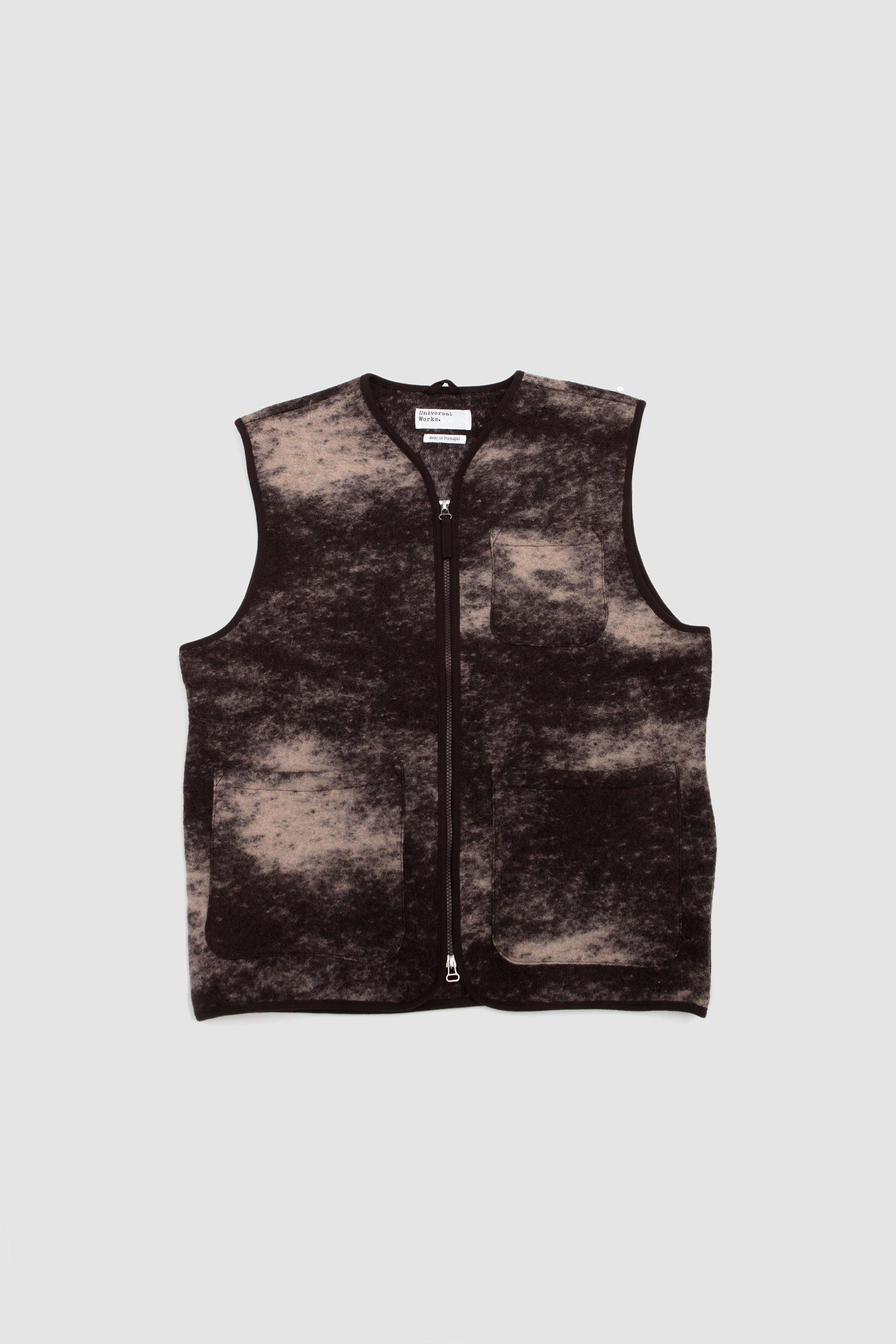 Zip Gilet Cloud Camo Knit Brown_1