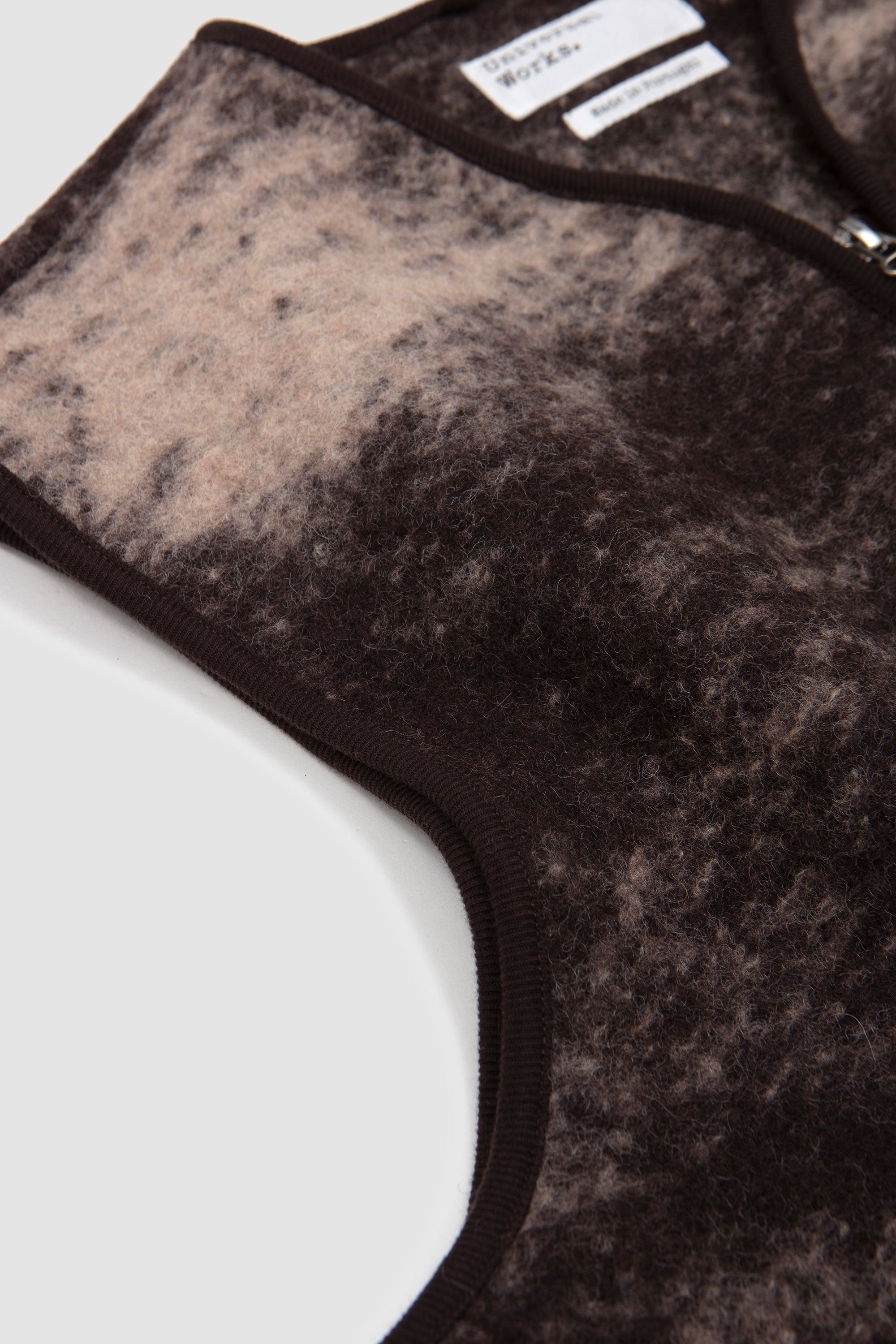 Zip Gilet Cloud Camo Knit Brown_2