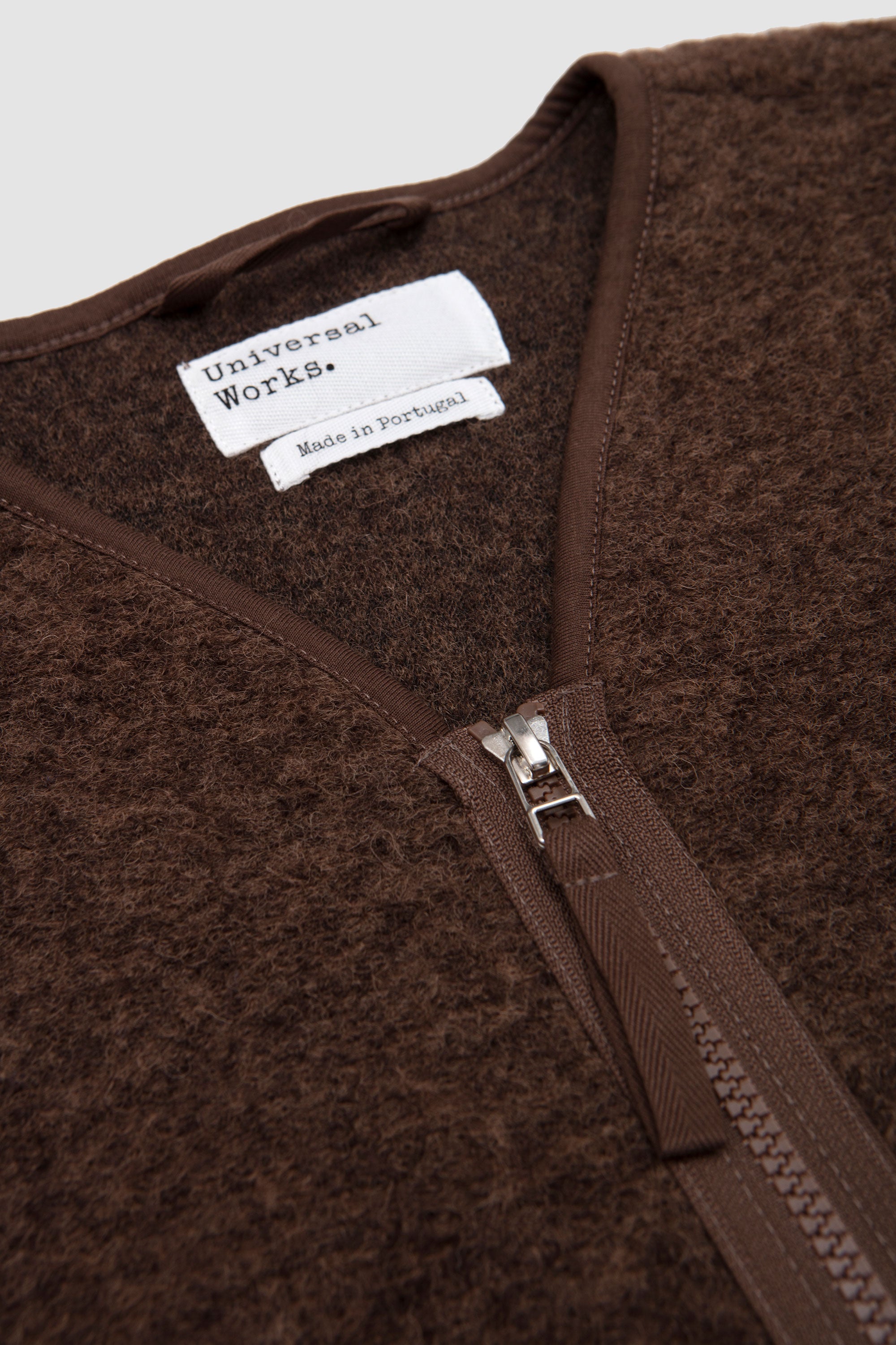 Zip Liner Jacket Wool Fleece Brown Marl