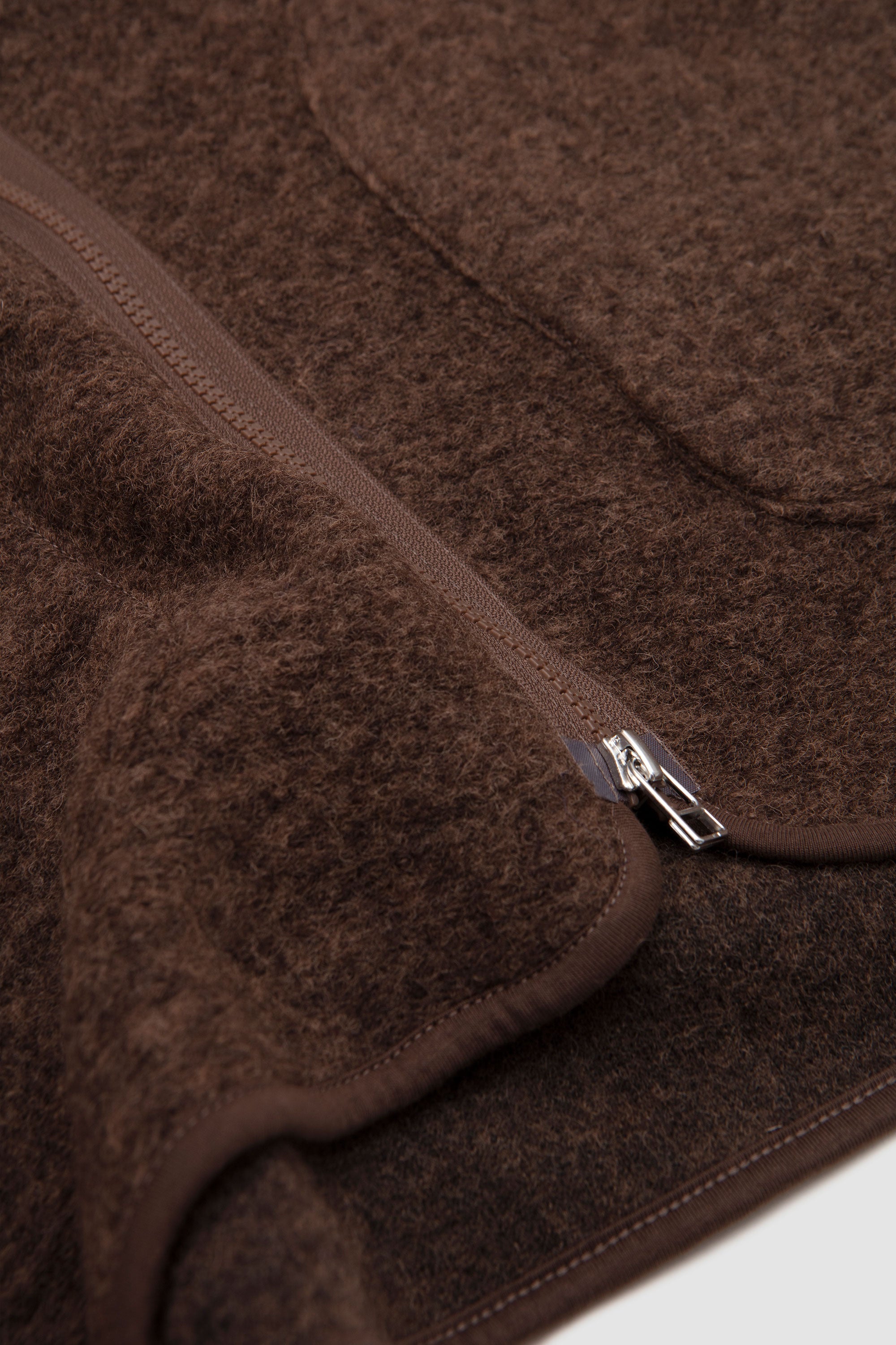 Zip Liner Jacket Wool Fleece Brown Marl