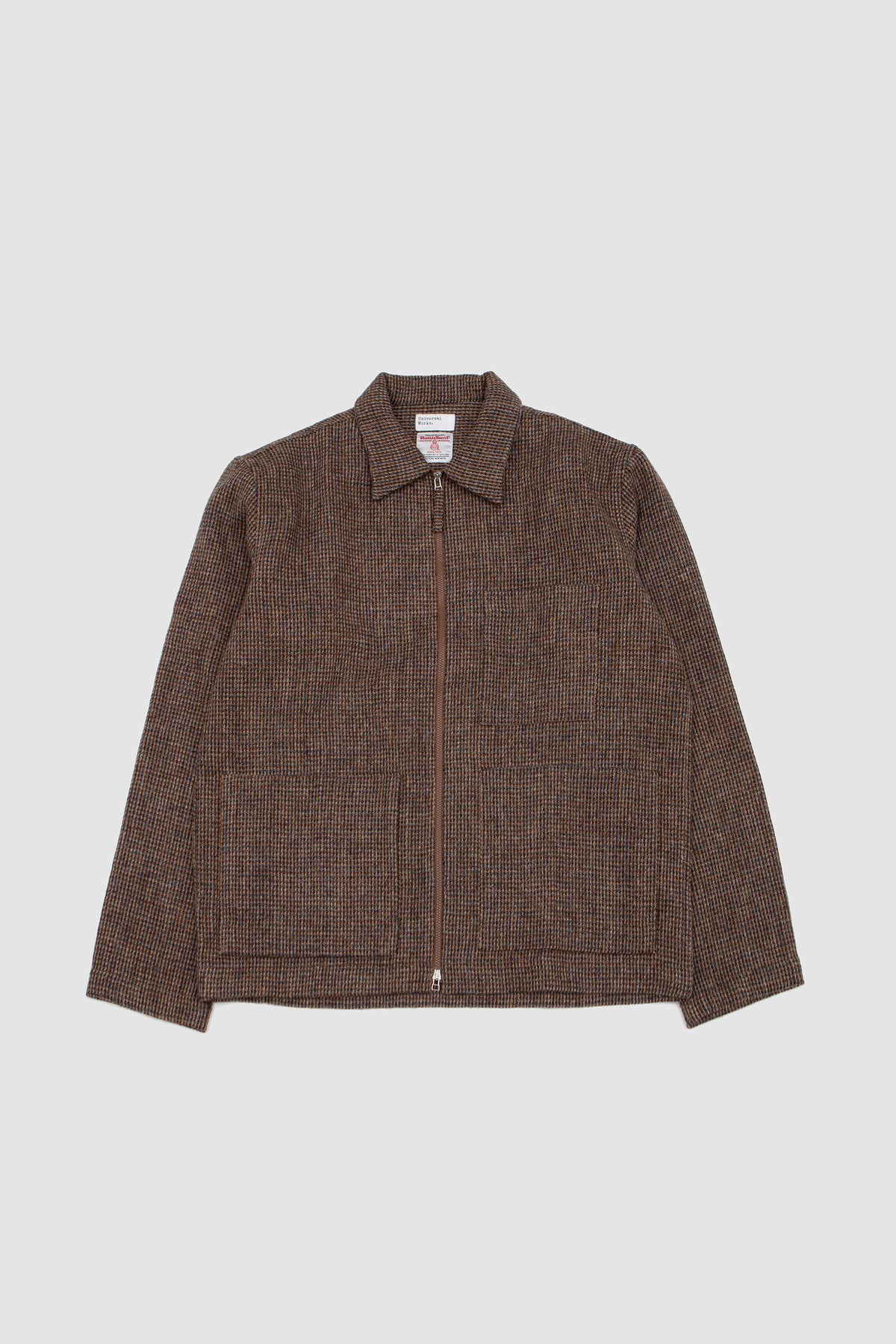 Zip OS Shirt Harris Tweed Plaid Brown_1