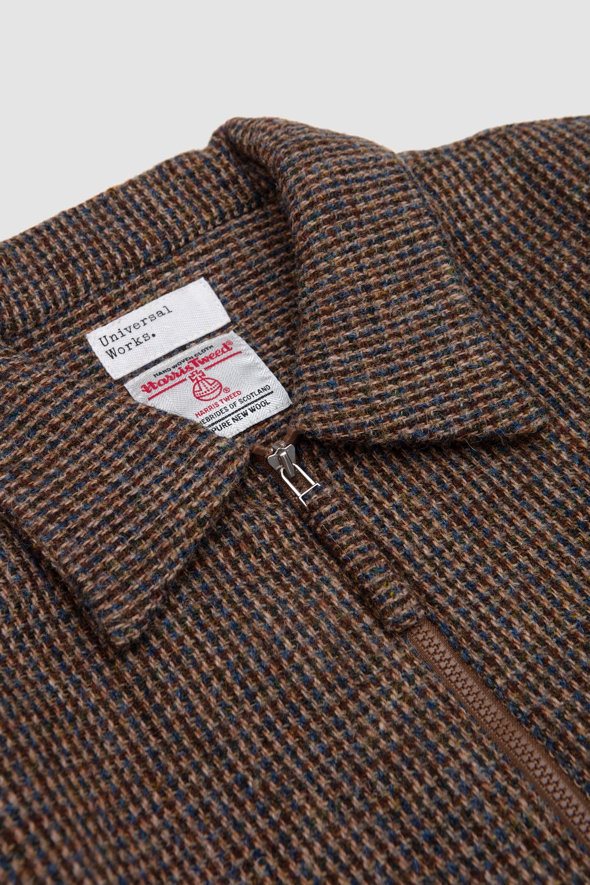 Zip OS Shirt Harris Tweed Plaid Brown_2
