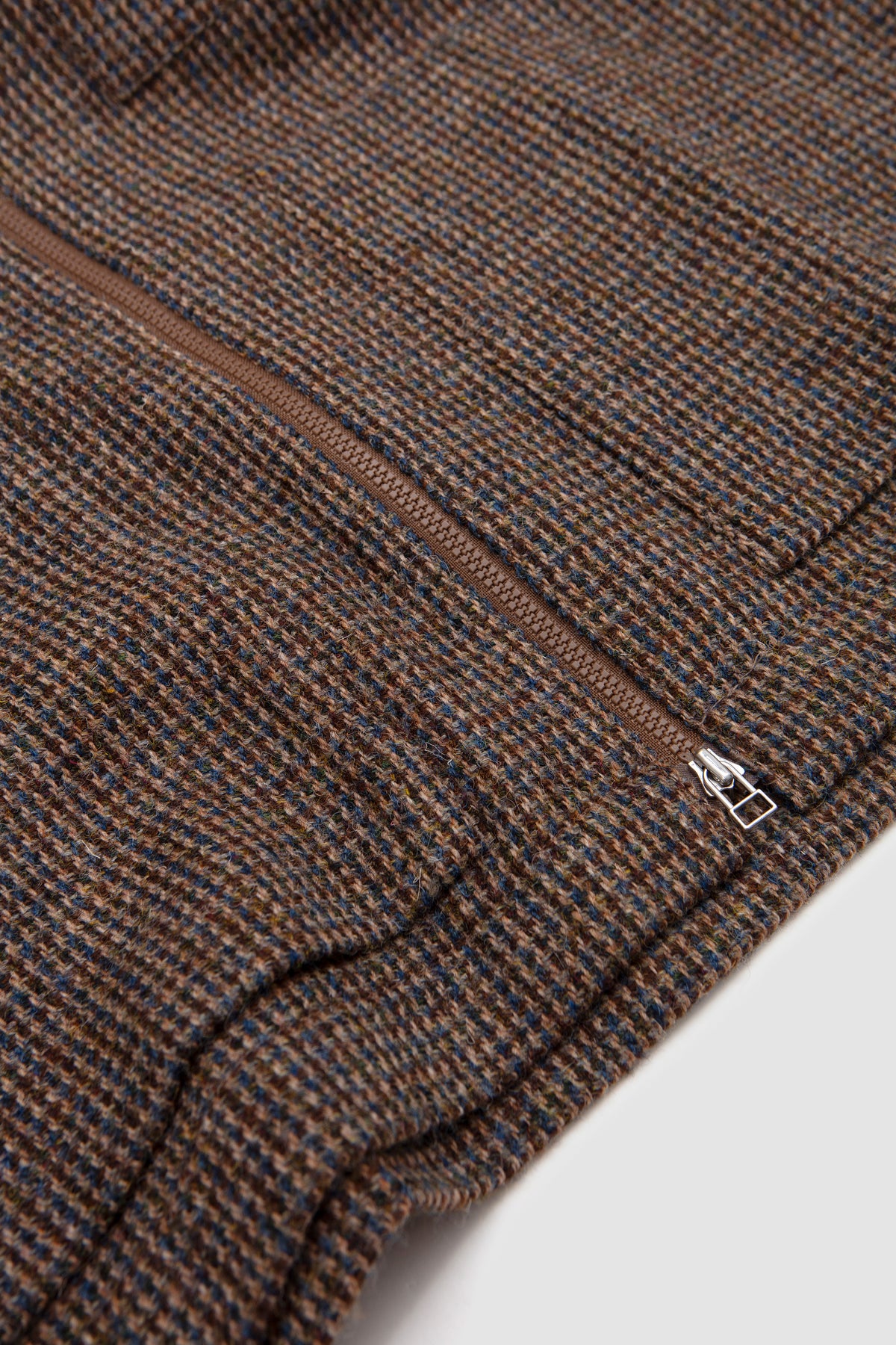 Zip OS Shirt Harris Tweed Plaid Brown_3